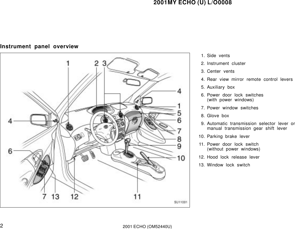 Page 2 of 6 - Toyota Toyota-2001-Toyota-Echo-Owners-Manual-  Toyota-2001-toyota-echo-owners-manual