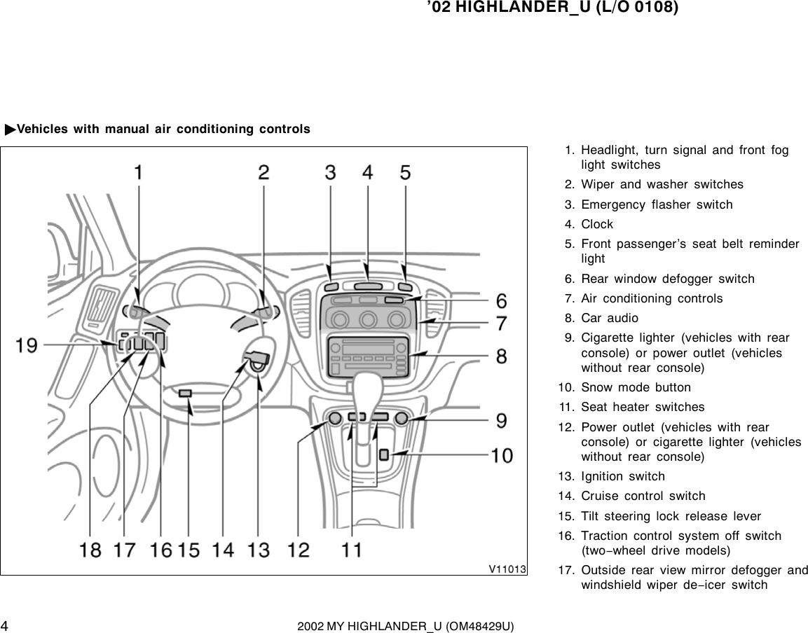 Page 4 of 10 - Toyota Toyota-2002-Toyota-Highlander-Owners-Manual- 1-1  Toyota-2002-toyota-highlander-owners-manual