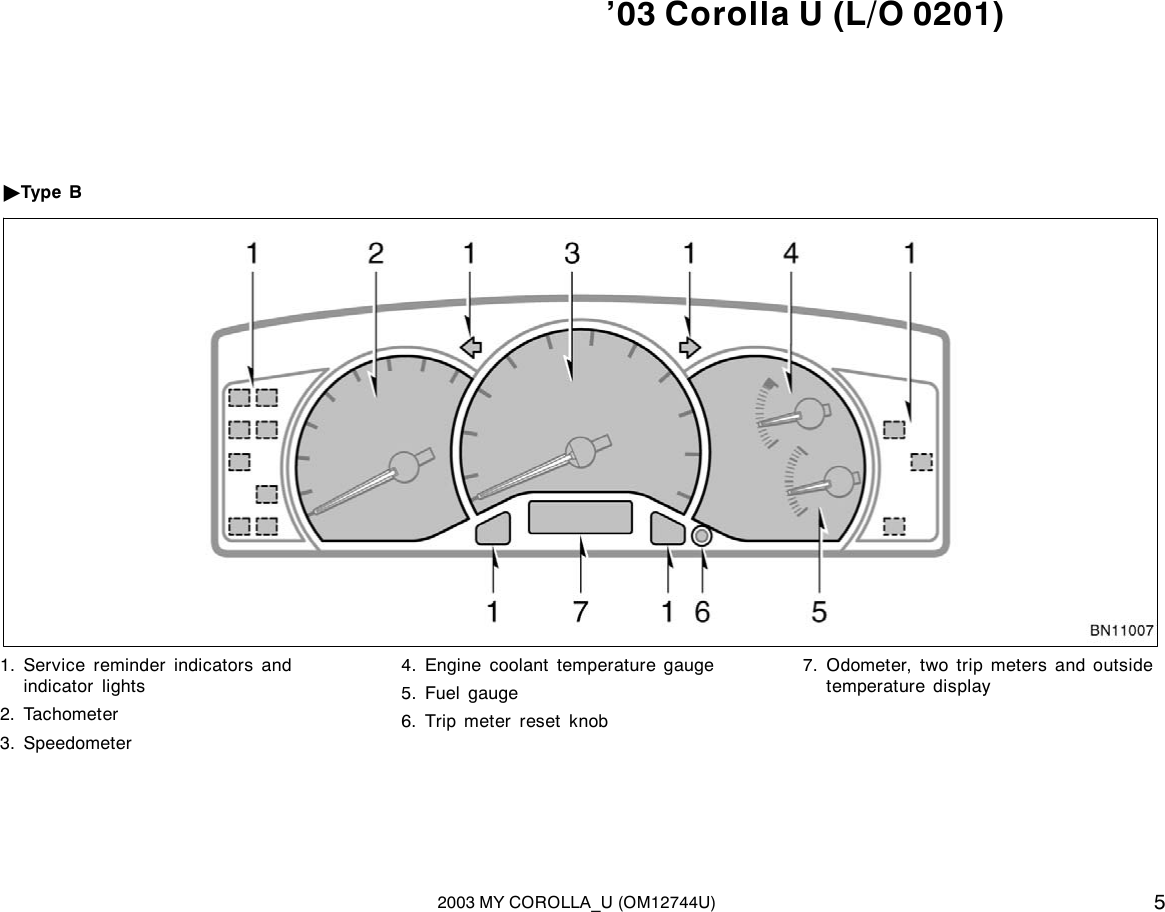 Page 5 of 8 - Toyota Toyota-2003-Toyota-Corolla-Owners-Manual- 1-1  Toyota-2003-toyota-corolla-owners-manual