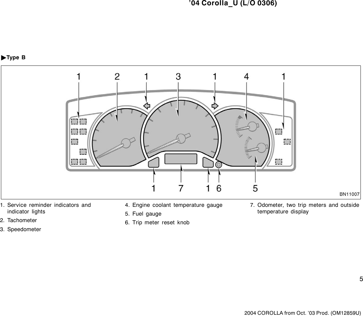 Page 5 of 8 - Toyota Toyota-2004-Toyota-Corolla-Owners-Manual- 1-1  Toyota-2004-toyota-corolla-owners-manual
