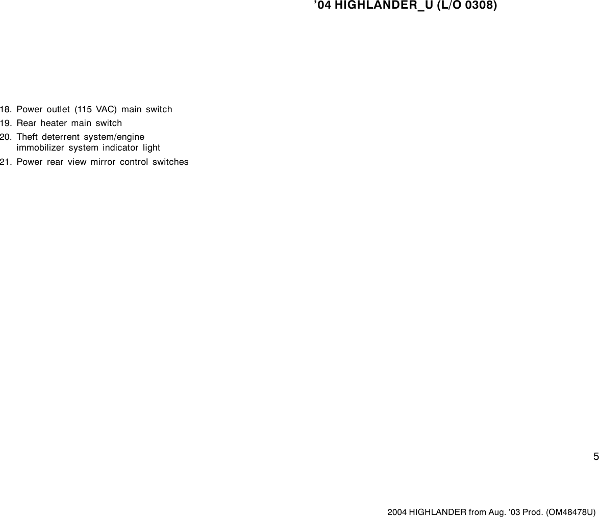 Page 5 of 10 - Toyota Toyota-2004-Toyota-Highlander-Owners-Manual- 1-1  Toyota-2004-toyota-highlander-owners-manual