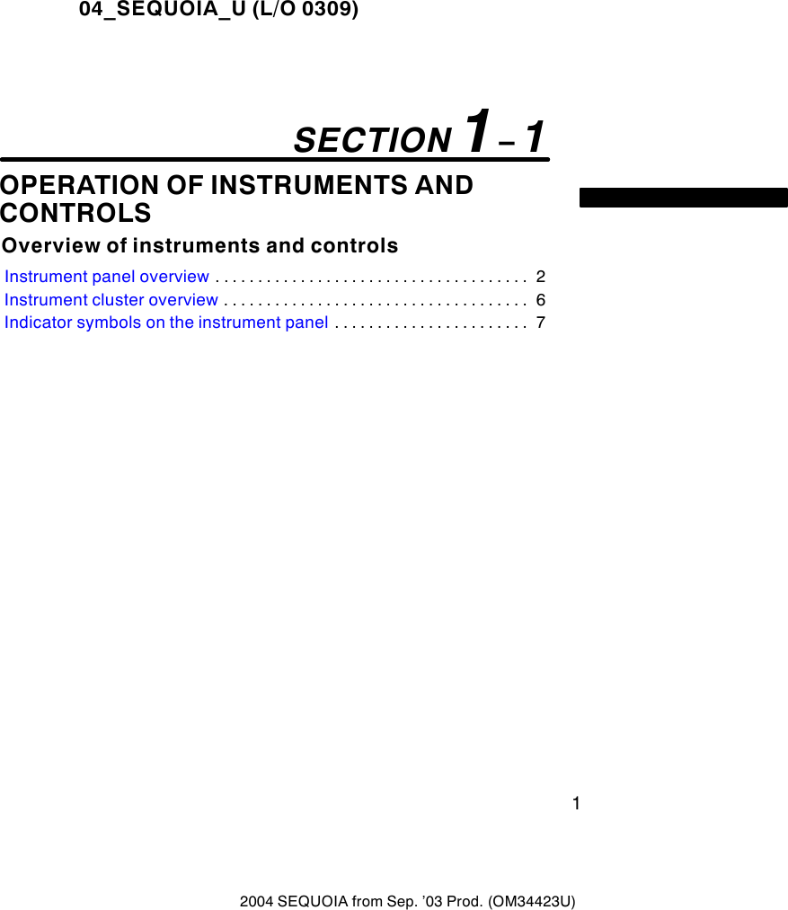 Page 1 of 8 - Toyota Toyota-2004-Toyota-Sequoia-Owners-Manual- 1-1  Toyota-2004-toyota-sequoia-owners-manual