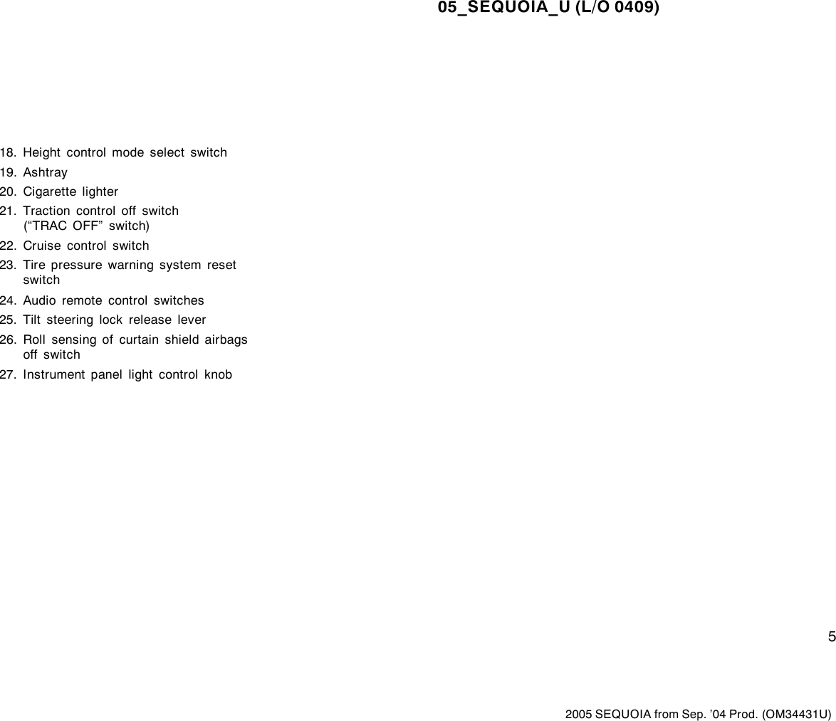 Page 5 of 12 - Toyota Toyota-2005-Toyota-Sequoia-Owners-Manual- 1-1  Toyota-2005-toyota-sequoia-owners-manual