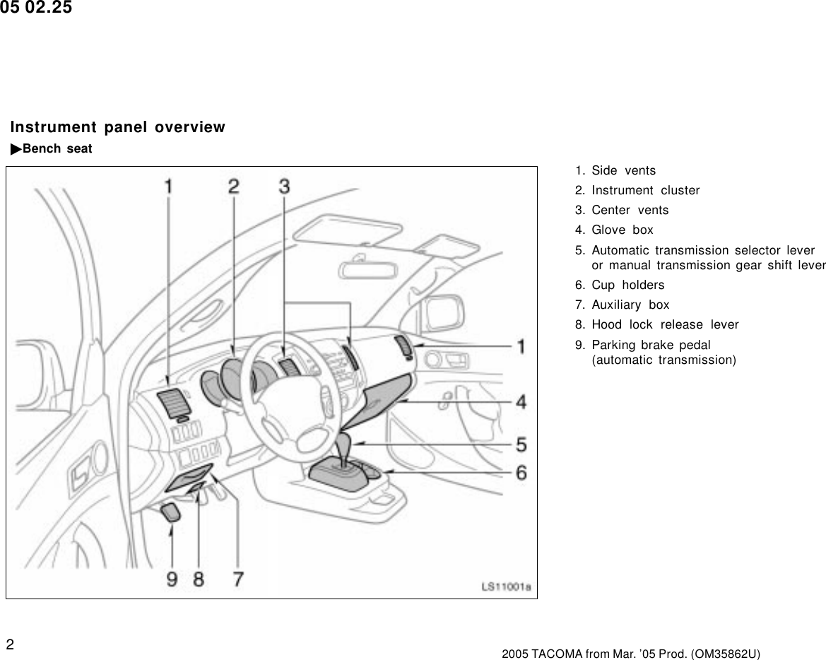Page 2 of 10 - Toyota Toyota-2005-Toyota-Tacoma-Owners-Manual-  Toyota-2005-toyota-tacoma-owners-manual