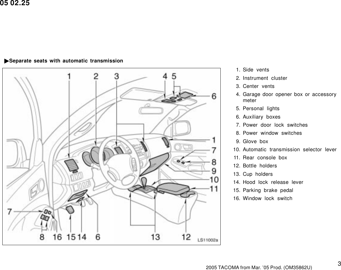 Page 3 of 10 - Toyota Toyota-2005-Toyota-Tacoma-Owners-Manual-  Toyota-2005-toyota-tacoma-owners-manual