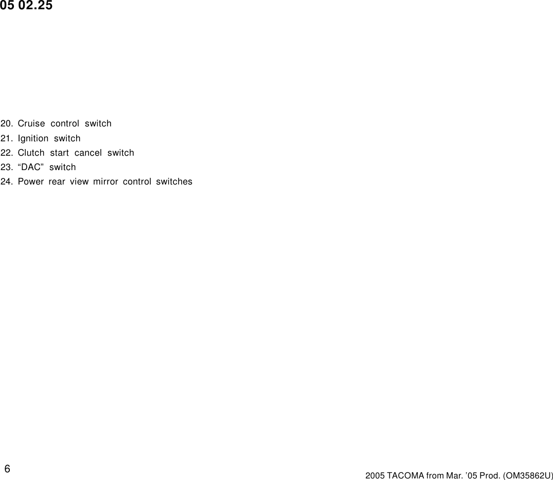 Page 6 of 10 - Toyota Toyota-2005-Toyota-Tacoma-Owners-Manual-  Toyota-2005-toyota-tacoma-owners-manual