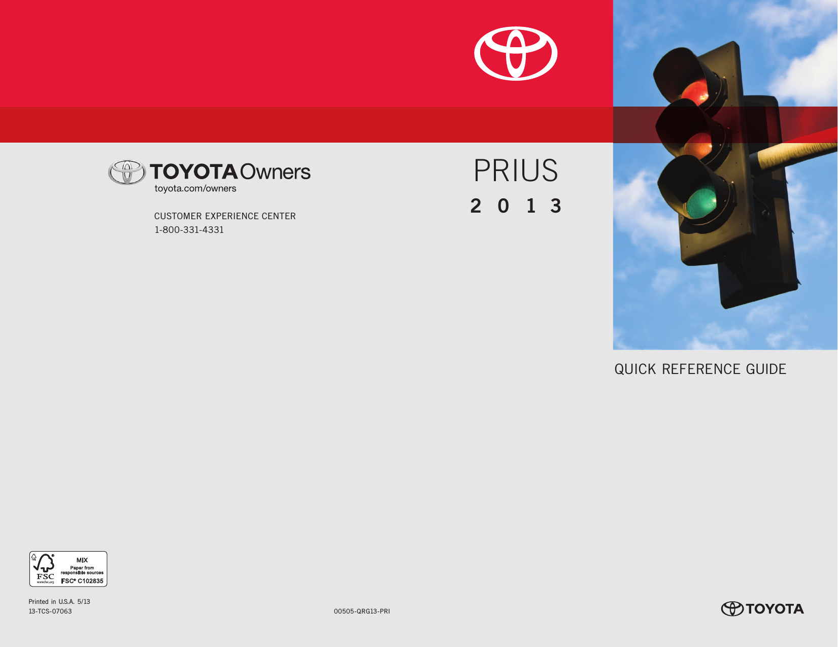 Toyota 2013 Prius Reference Guide