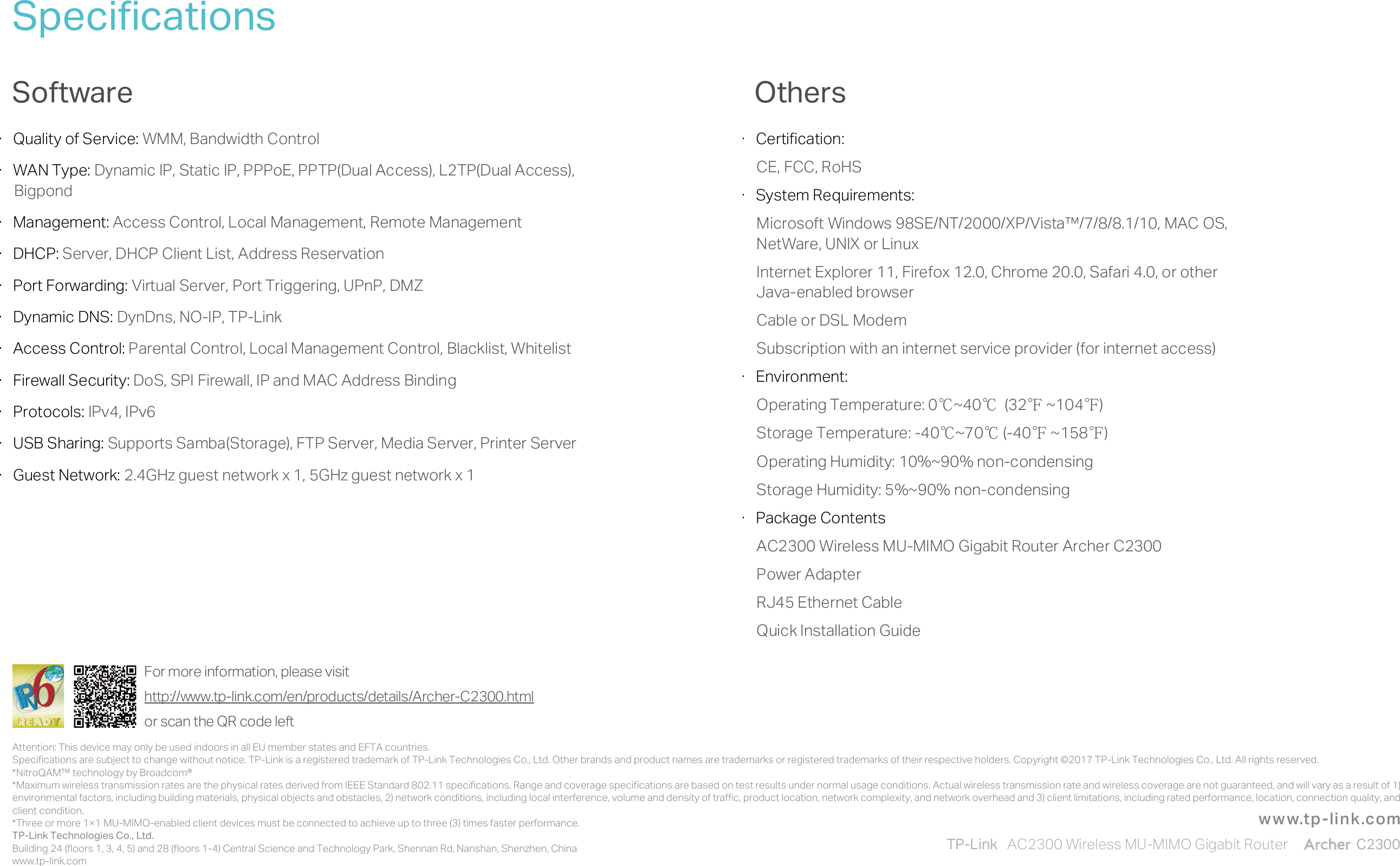 Page 7 of 7 - Archer C2300(US) Datasheet 1.0  C2300