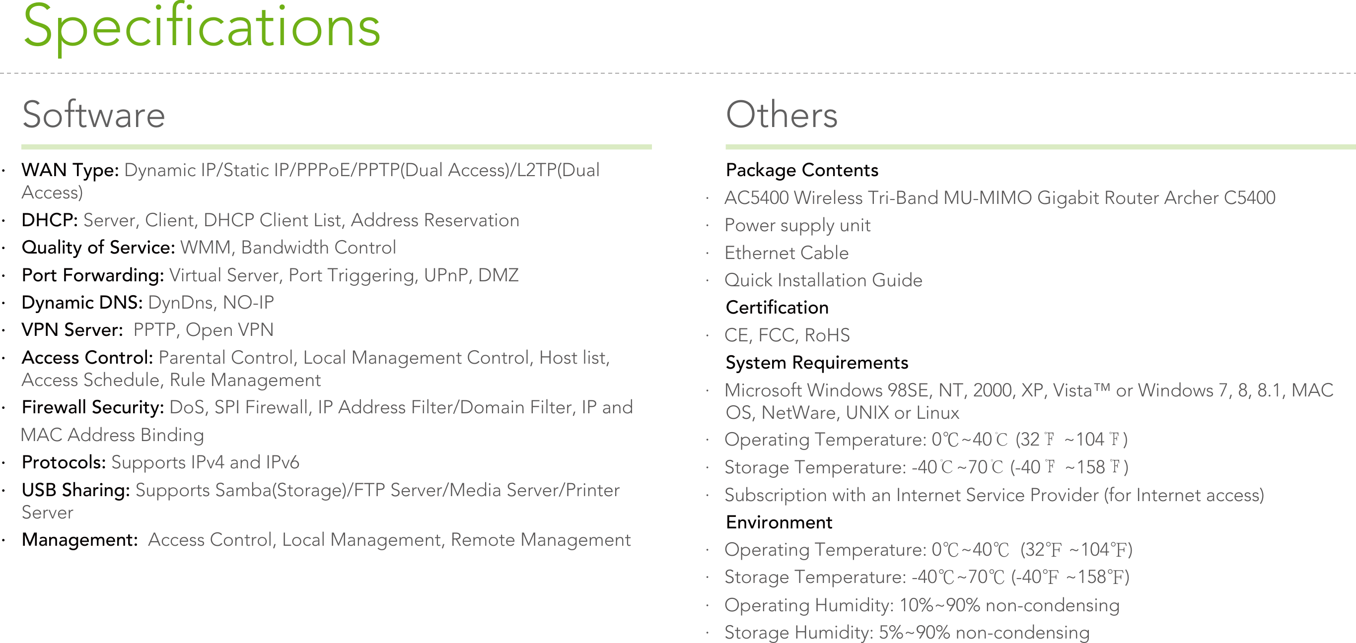 Page 6 of 7 - Archer C5400 Datasheet 1.0