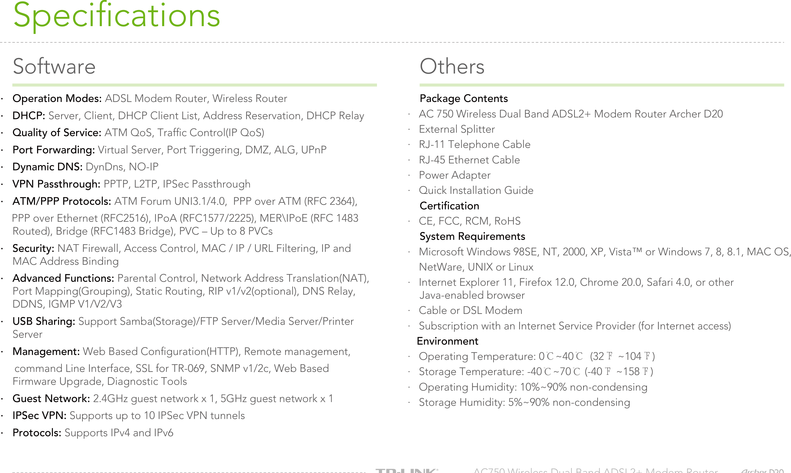 Page 6 of 7 - Archer D20 Datasheet 1.0  V1.0