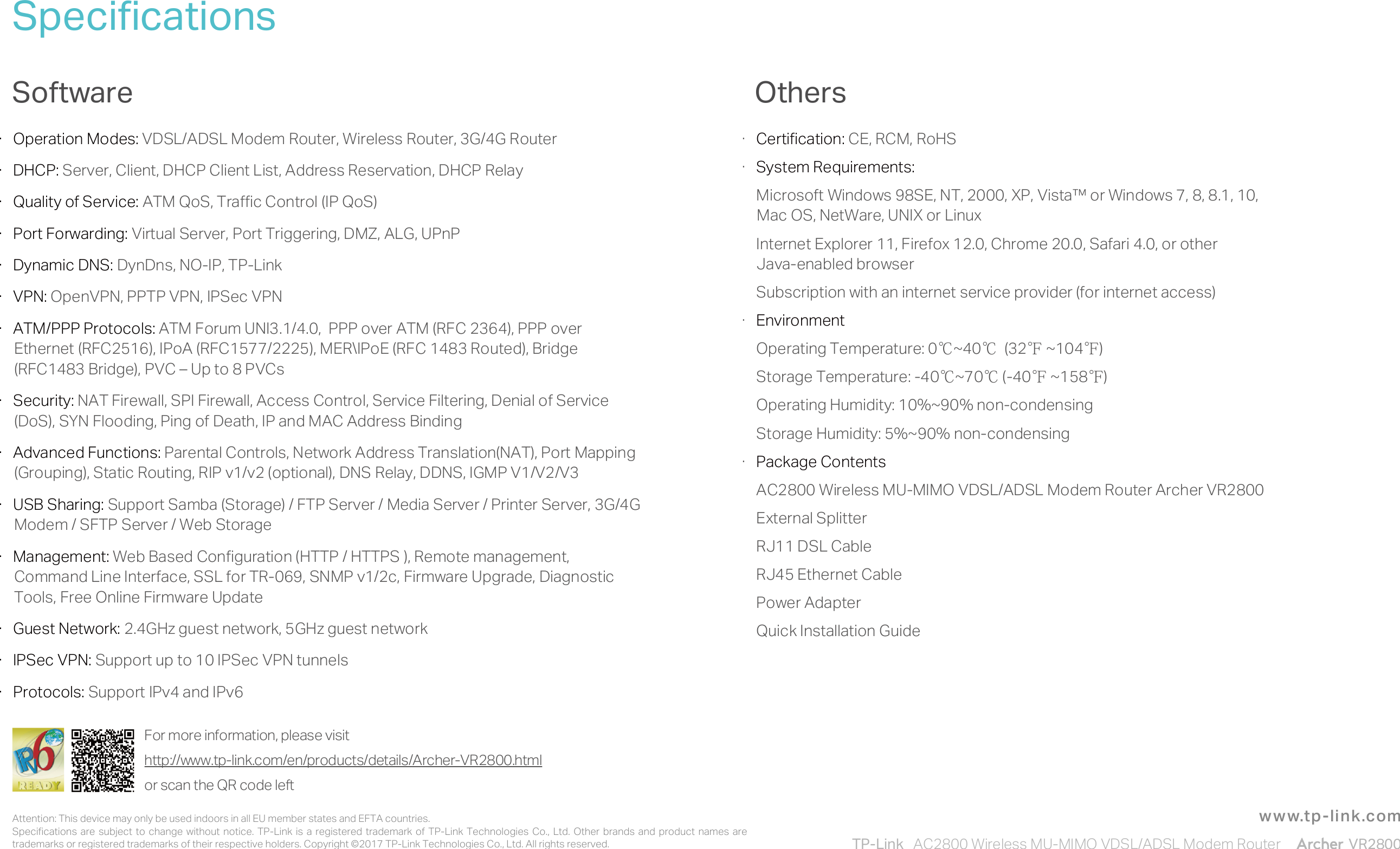 Page 7 of 7 - Archer VR2800(EU) V1 Datasheet