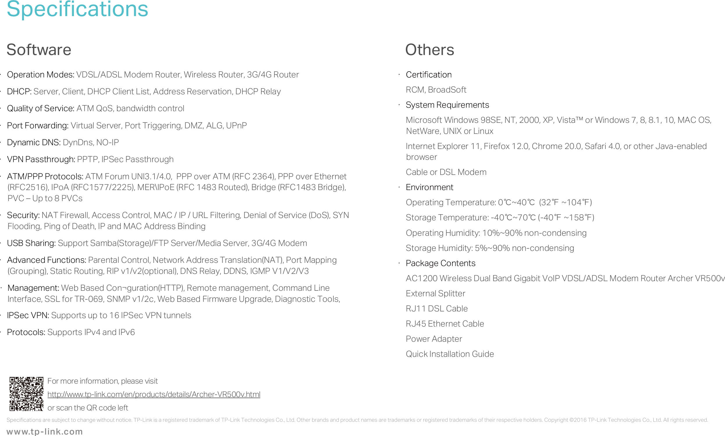 Page 7 of 7 - Archer VR500v(AU)-datasheet  Archer VR500v(AU)-datasheet