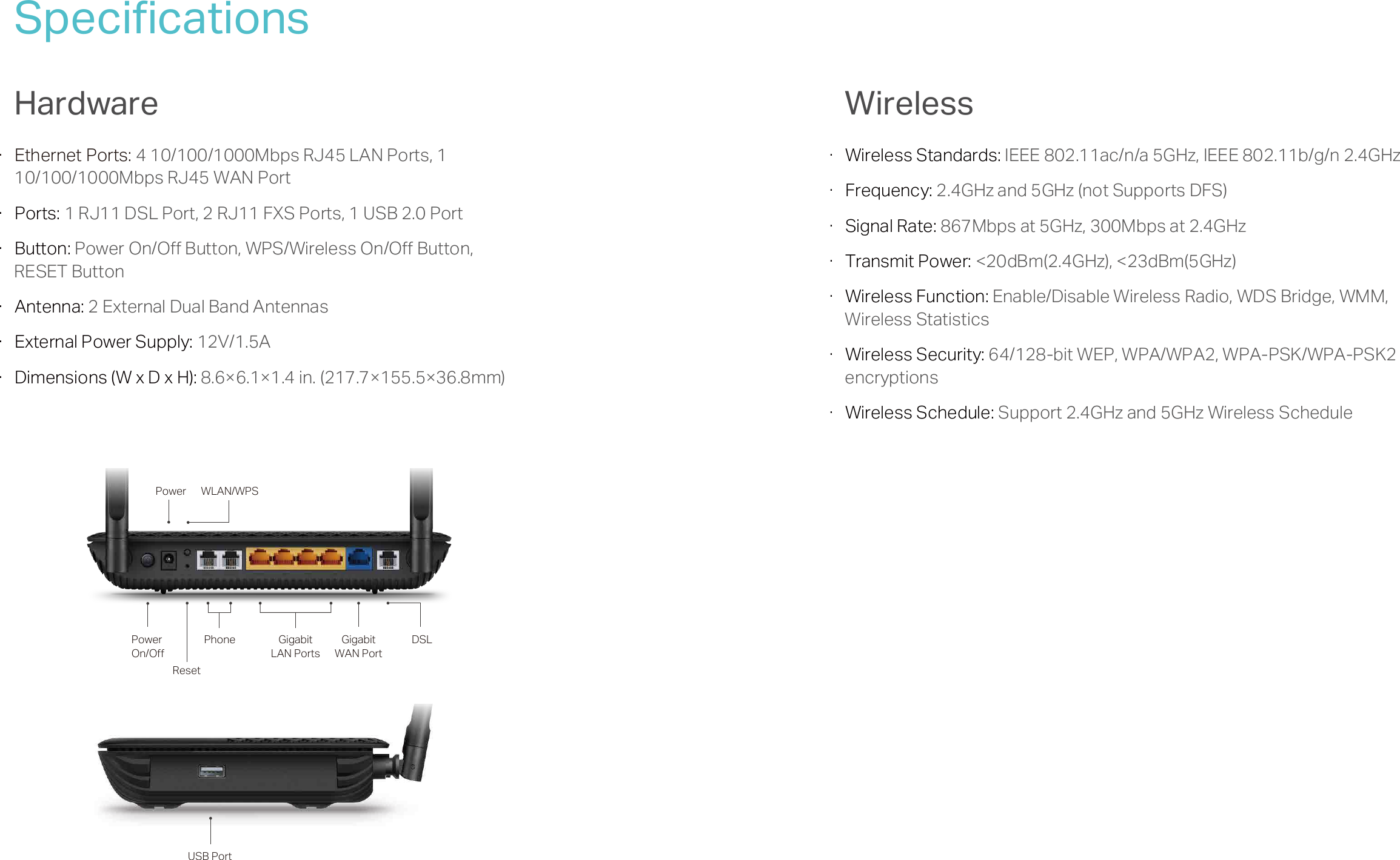 Page 6 of 7 - Archer VR500v(AU)-datasheet  Archer VR500v(AU) V1 Datasheet