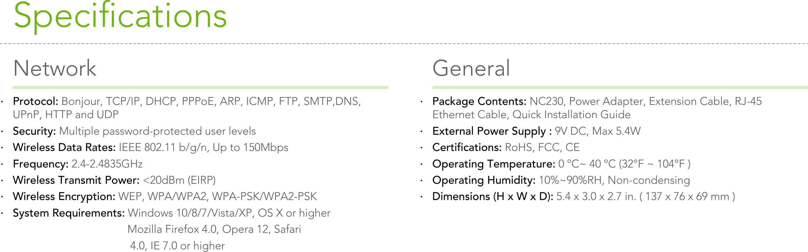 Page 6 of 7 - NC230 Datasheet  1.0