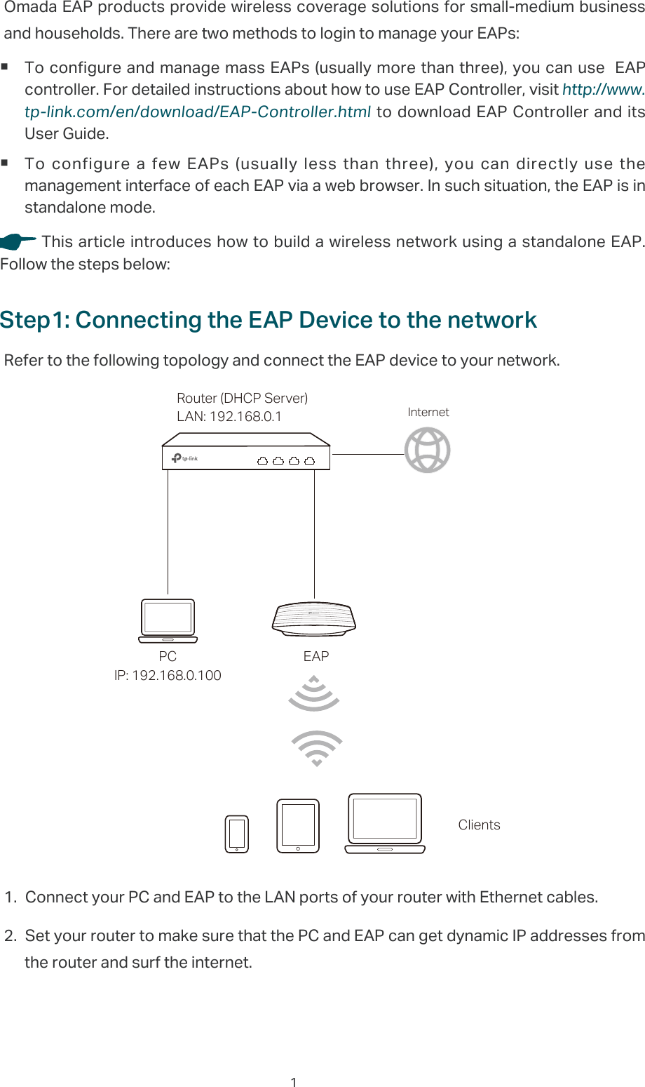 Page 2 of 10 - Quick Setup Guide For Standalone Omada Eaps