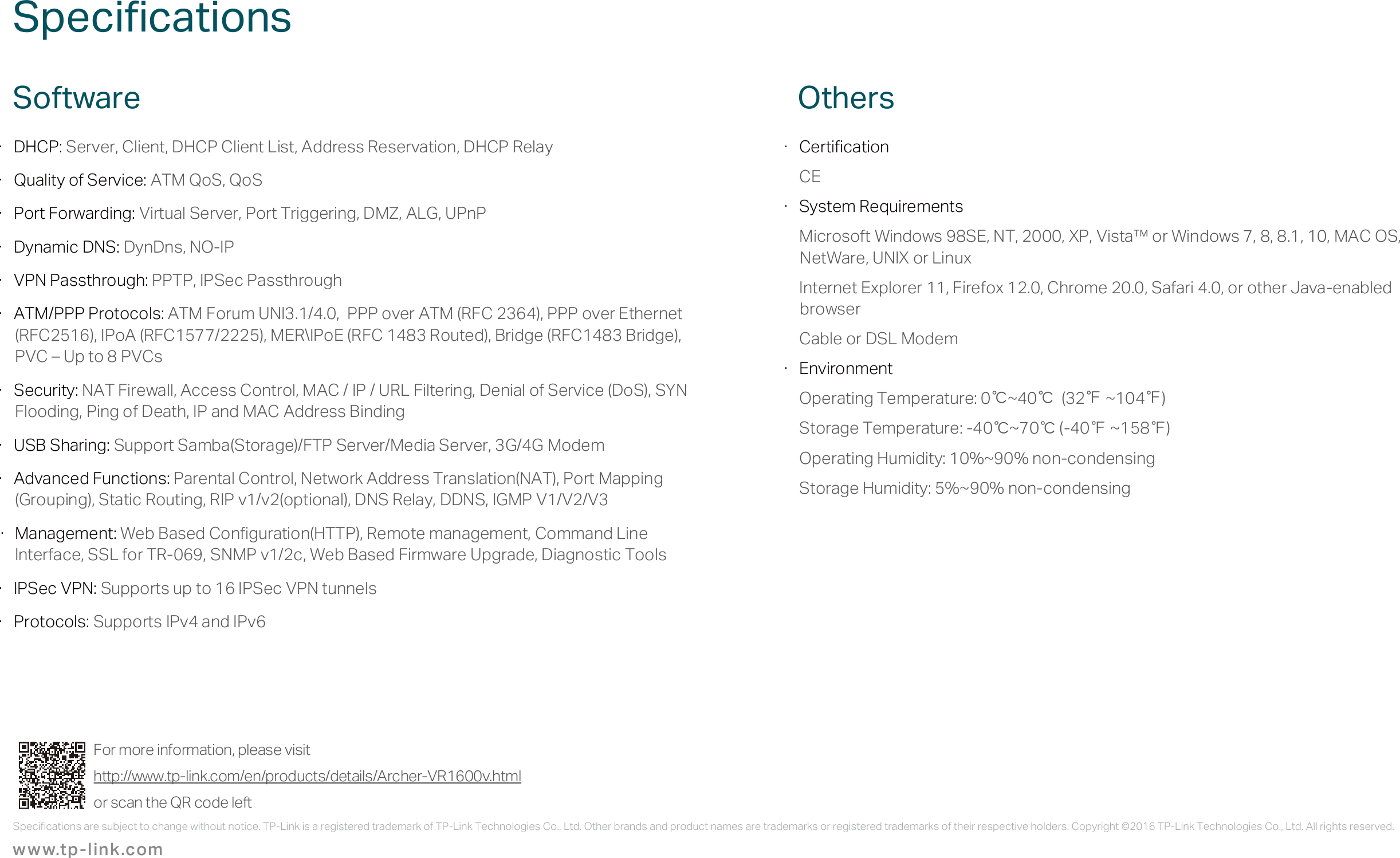 Page 7 of 7 - (SP BU)Archer VR1600v(EU)1.0-datasheet  (SP BU)Archer VR1600v1.0-datasheet