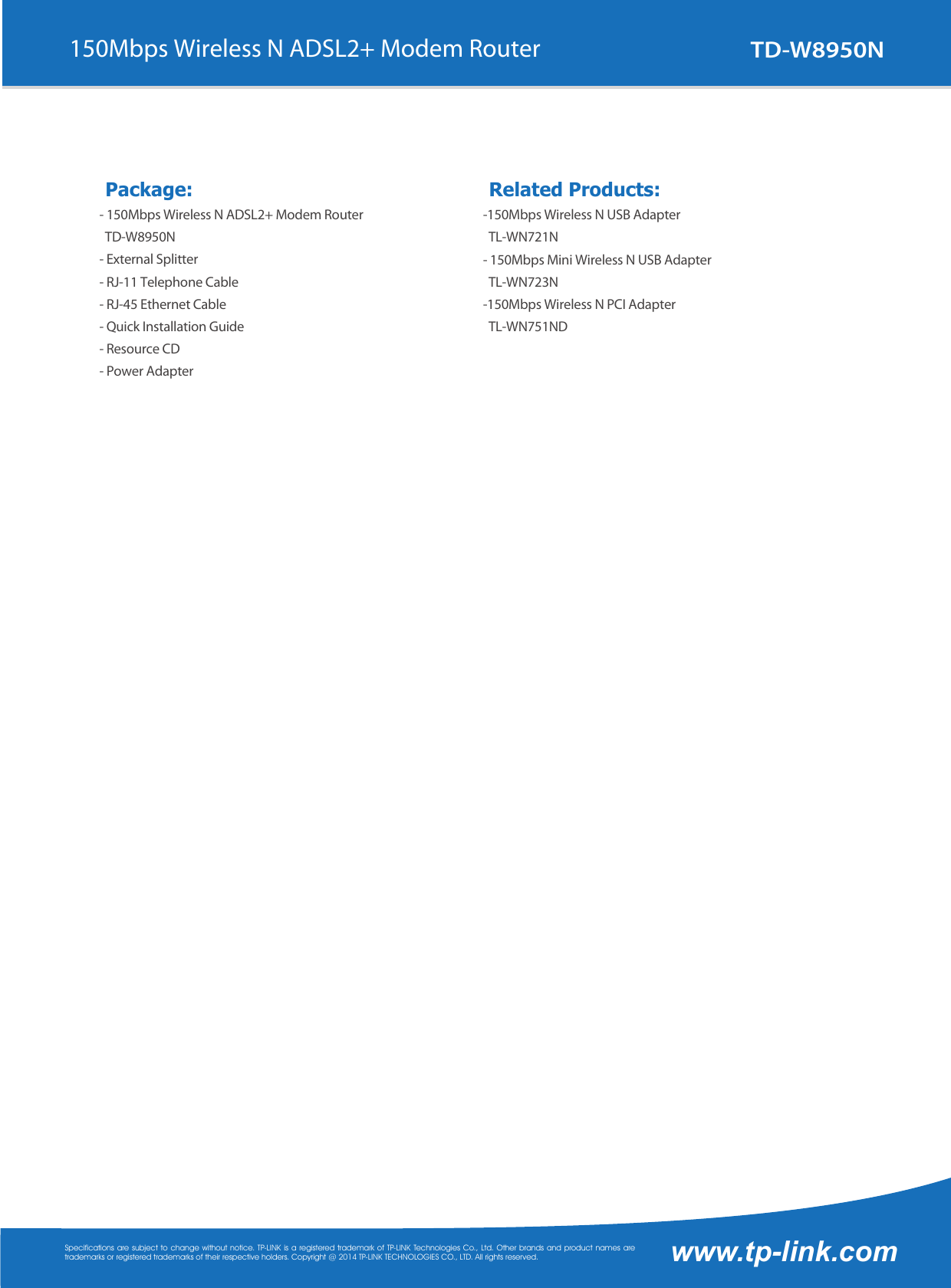 Page 4 of 4 - TD-W8950N(UN) 1.0  TD-W8950N V1 Datasheet