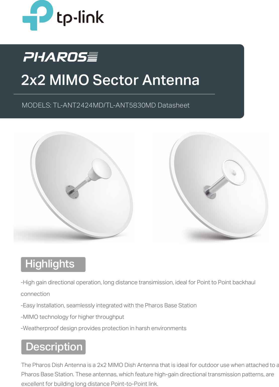 Page 1 of 5 - TL-ANT2424MD & TL-ANT5830MD Datasheet