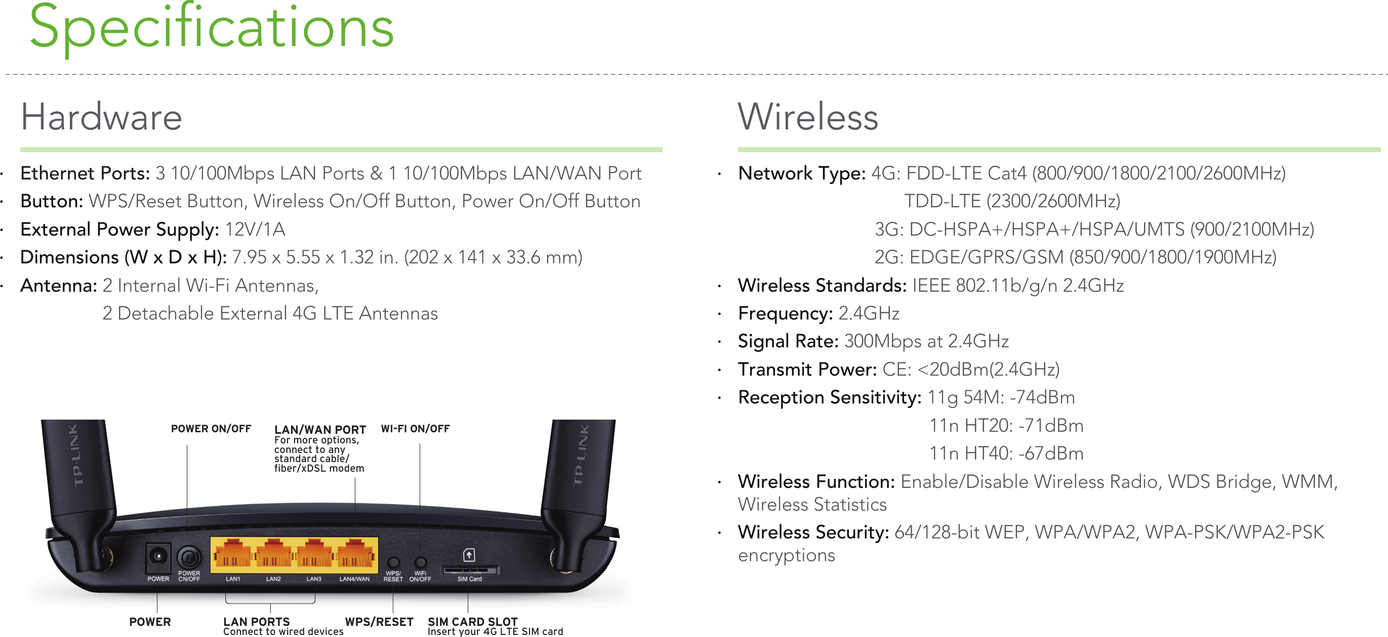 Page 5 of 7 - Archer MR200(UN) 1.0  TL-MR6400(UN V1 Datasheet