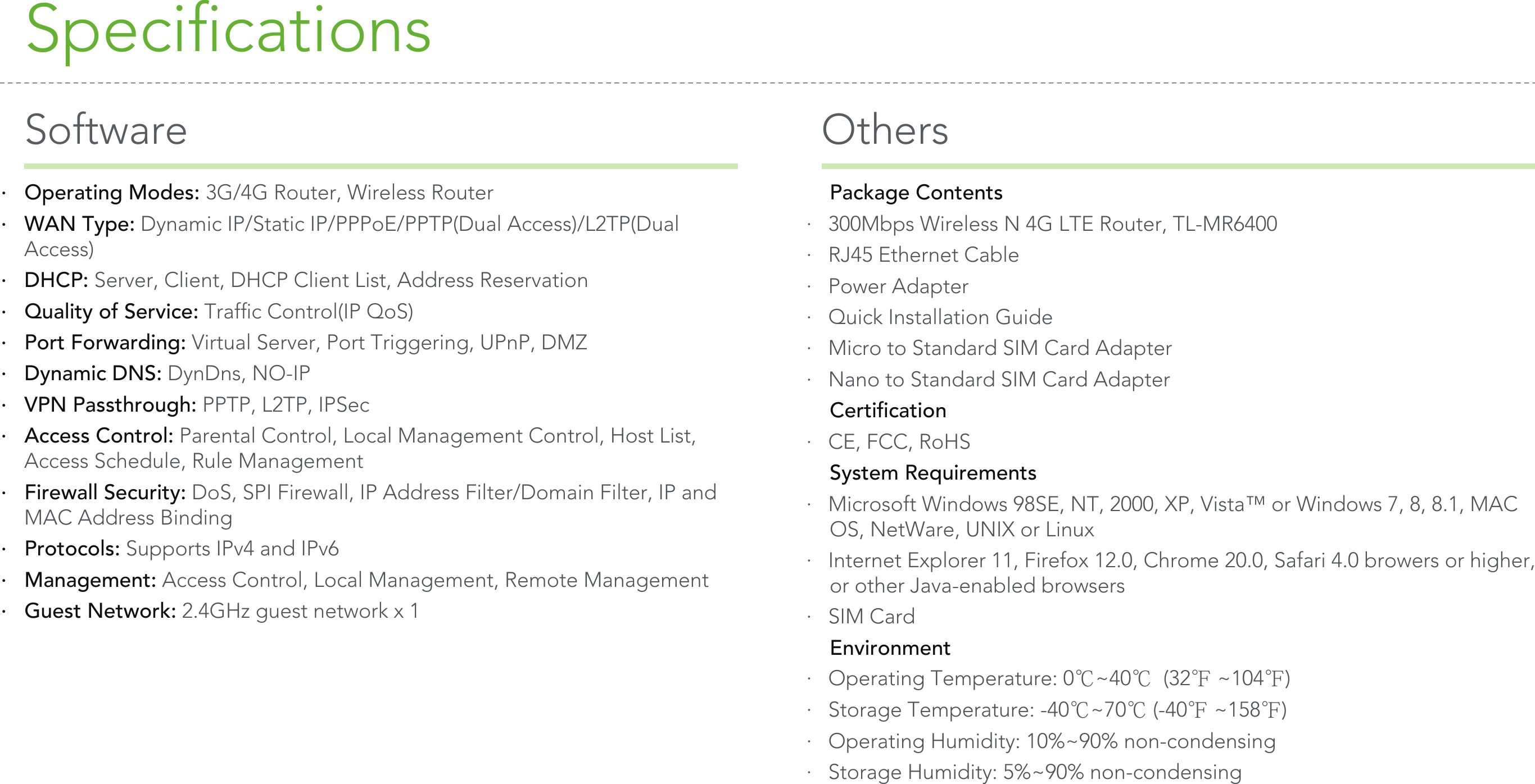 Page 6 of 7 - Archer MR200(UN) 1.0  TL-MR6400(UN V1 Datasheet