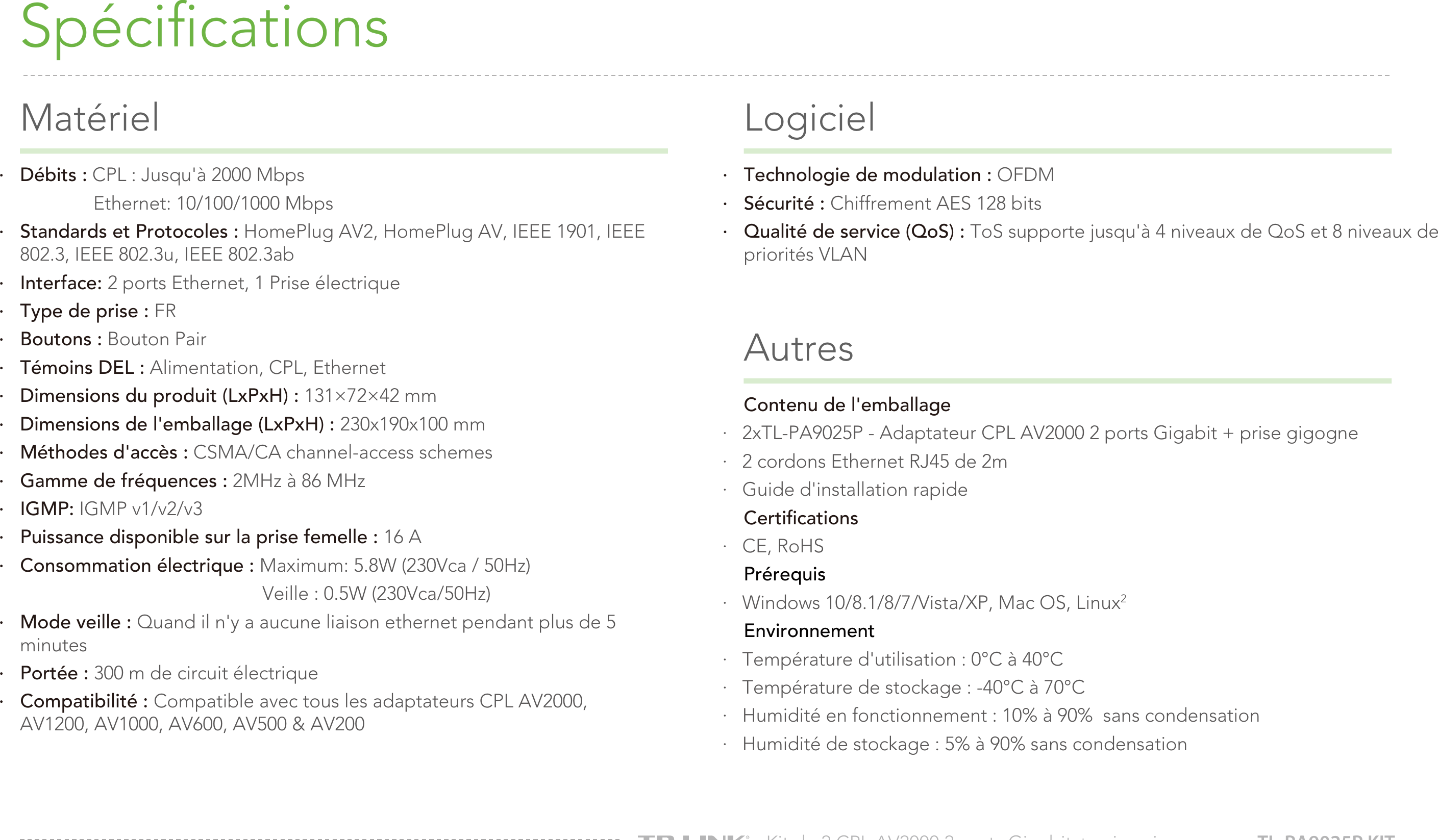 Page 5 of 6 - TL-PA9025P KIT(FR)_datasheet  KIT V1 Datasheet FR