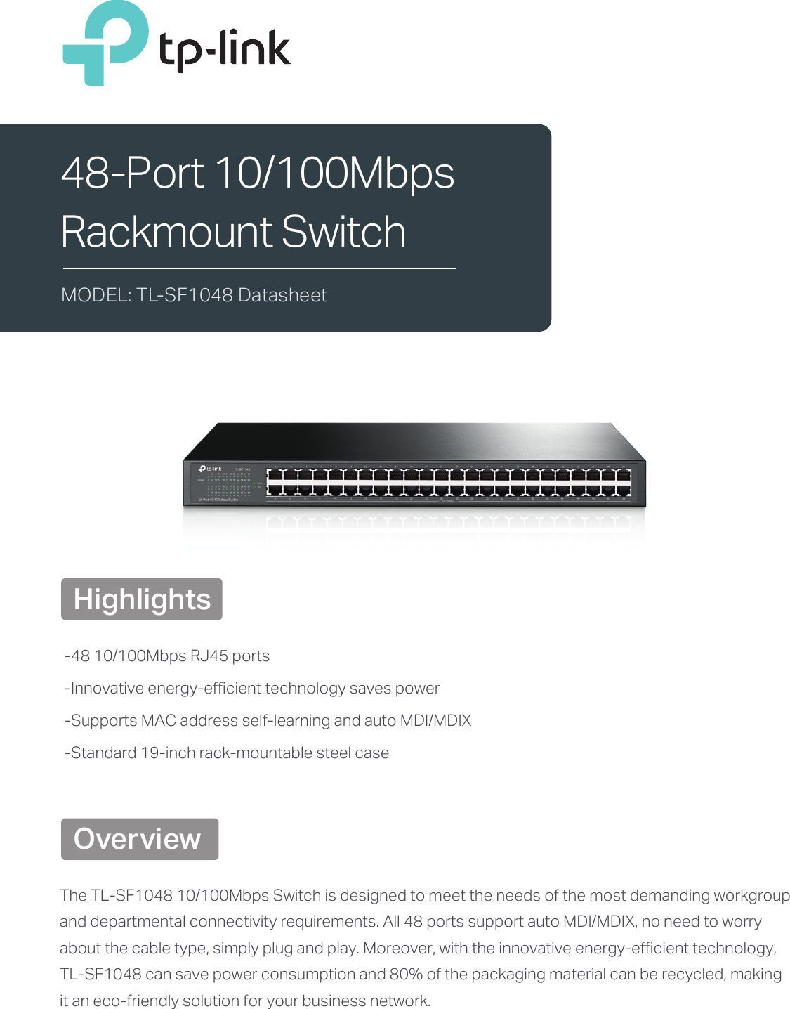 Page 1 of 3 - TL-SF1048(UN) 7.0Datasheet  V7 Datasheet