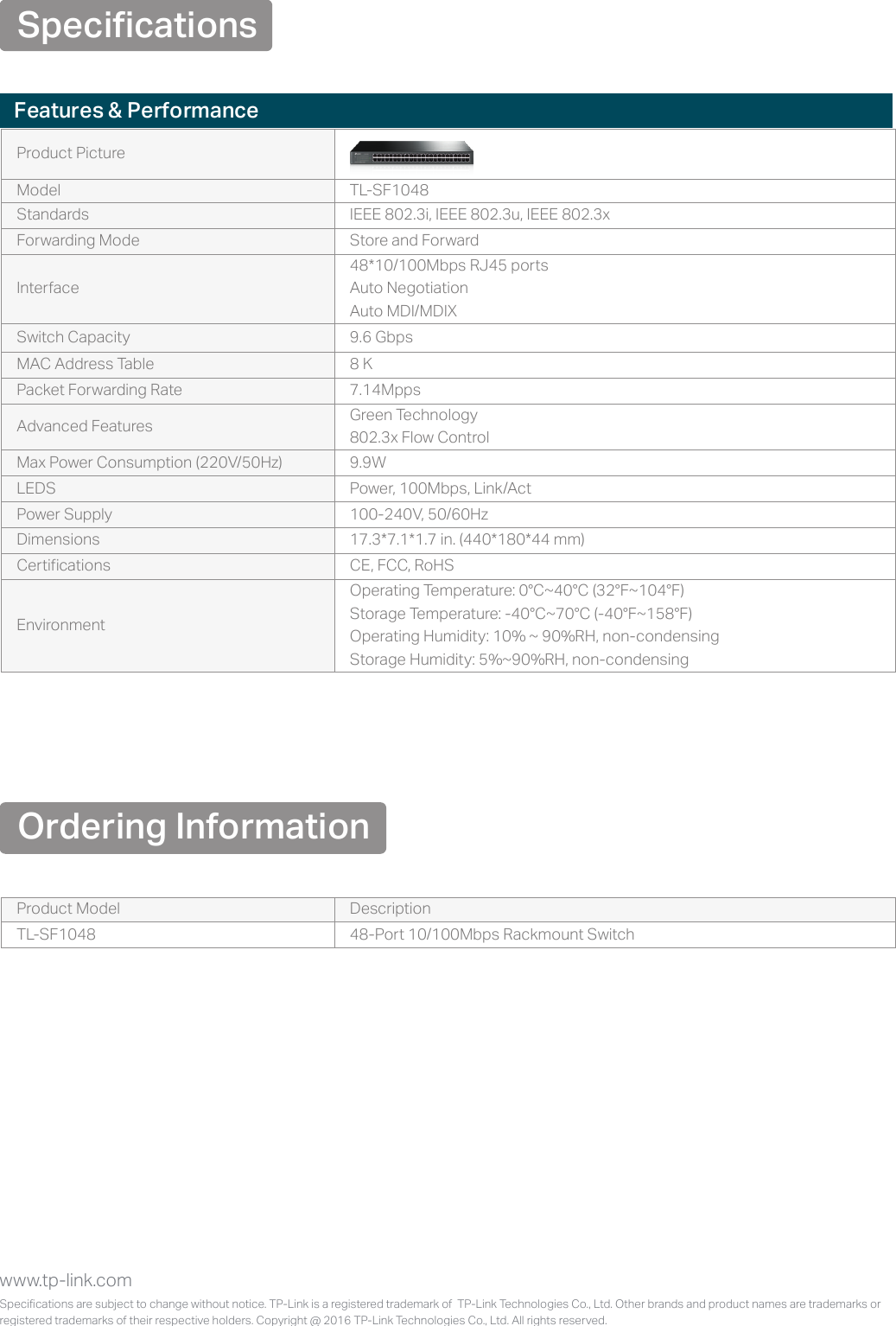 Page 3 of 3 - TL-SF1048(UN) 7.0Datasheet  V7 Datasheet