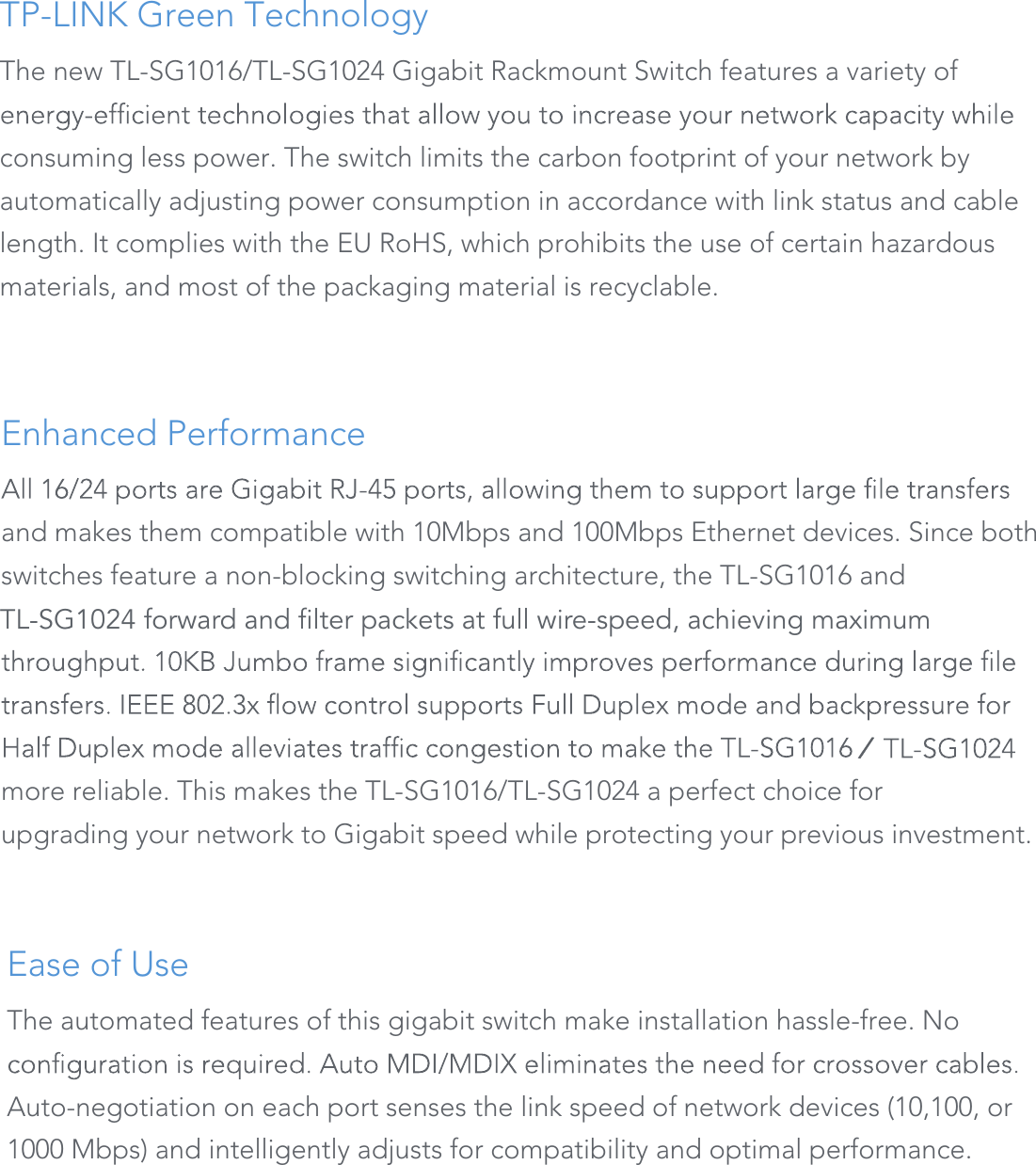 Page 2 of 3 - TL-SG1016 Datasheet  TL-SG1024 10.0