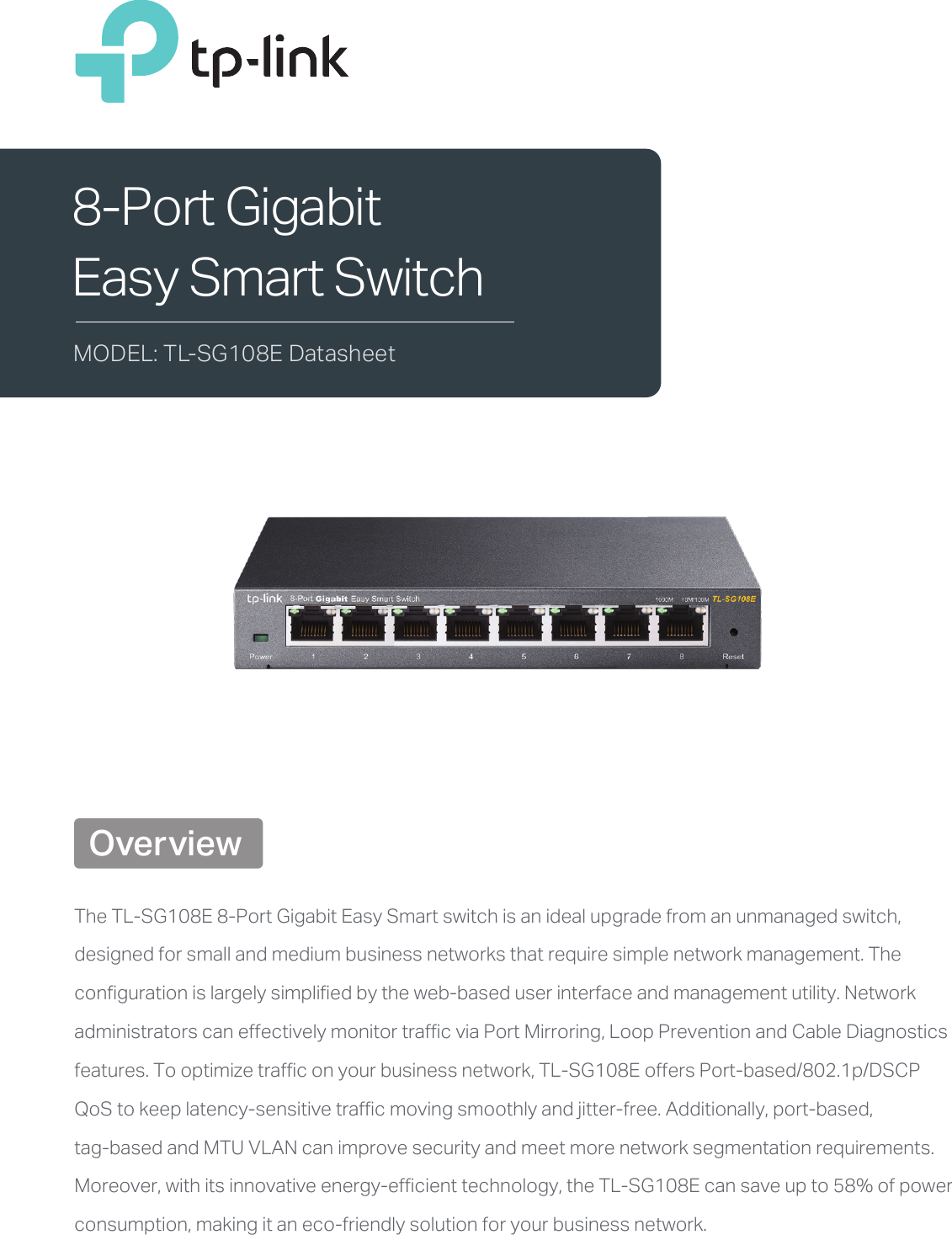 Page 1 of 3 - TL-SG108E(UN) 3.0 Datasheet  V3