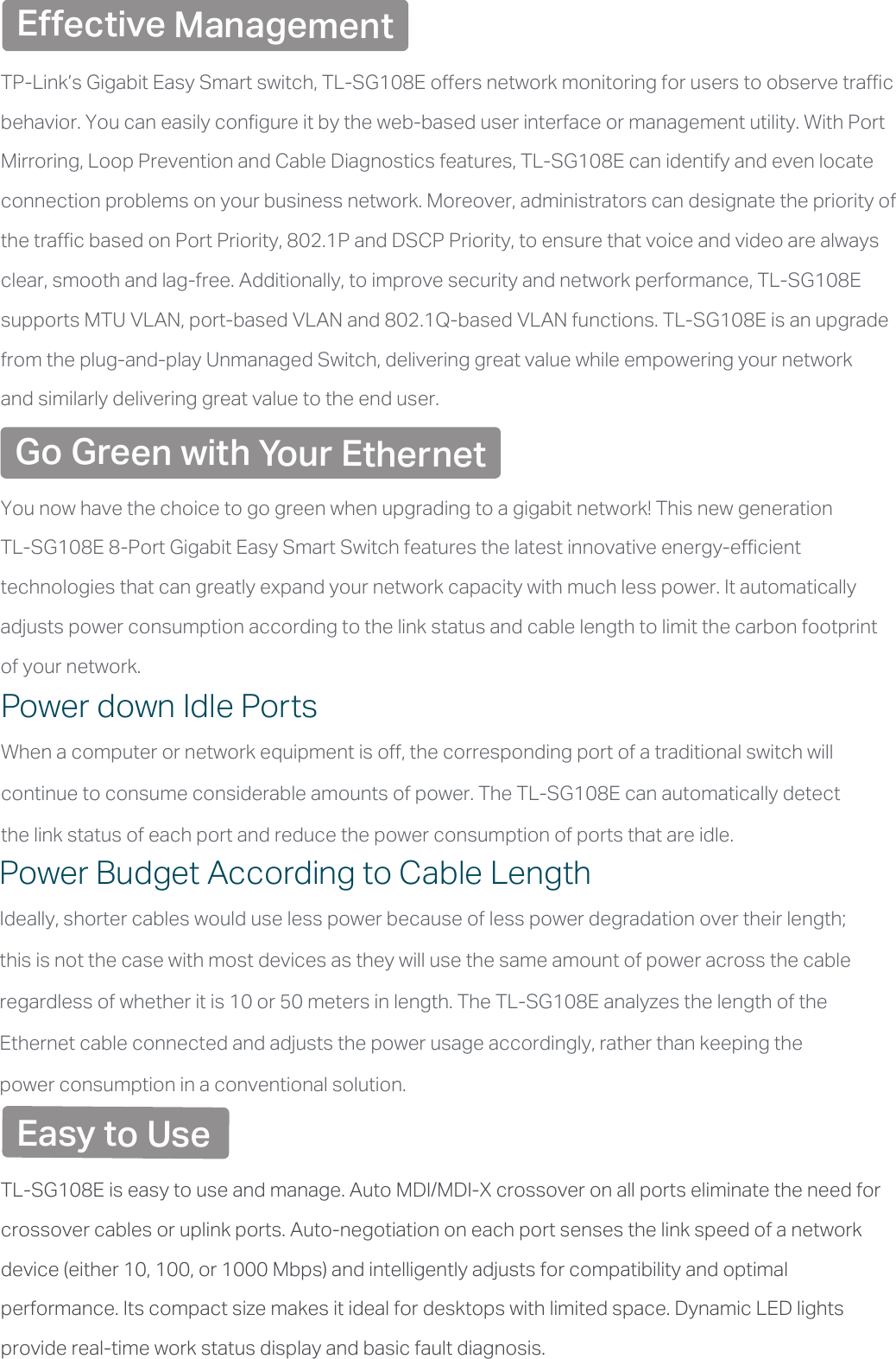 Page 2 of 3 - TL-SG108E(UN) 3.0 Datasheet  V3