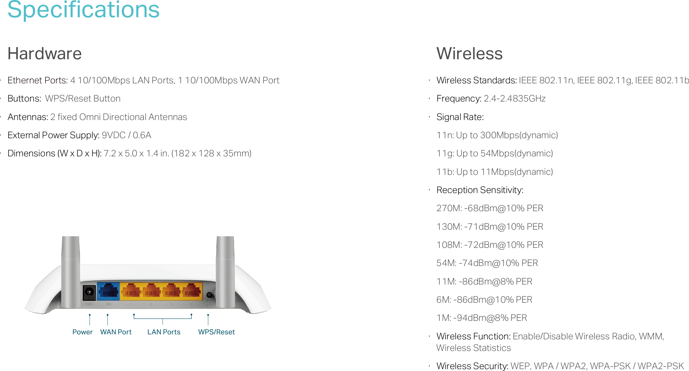 Page 4 of 5 - TL-WR840N(EU)5.0-datasheet  TL-WR840N(EU) V5 Datasheet