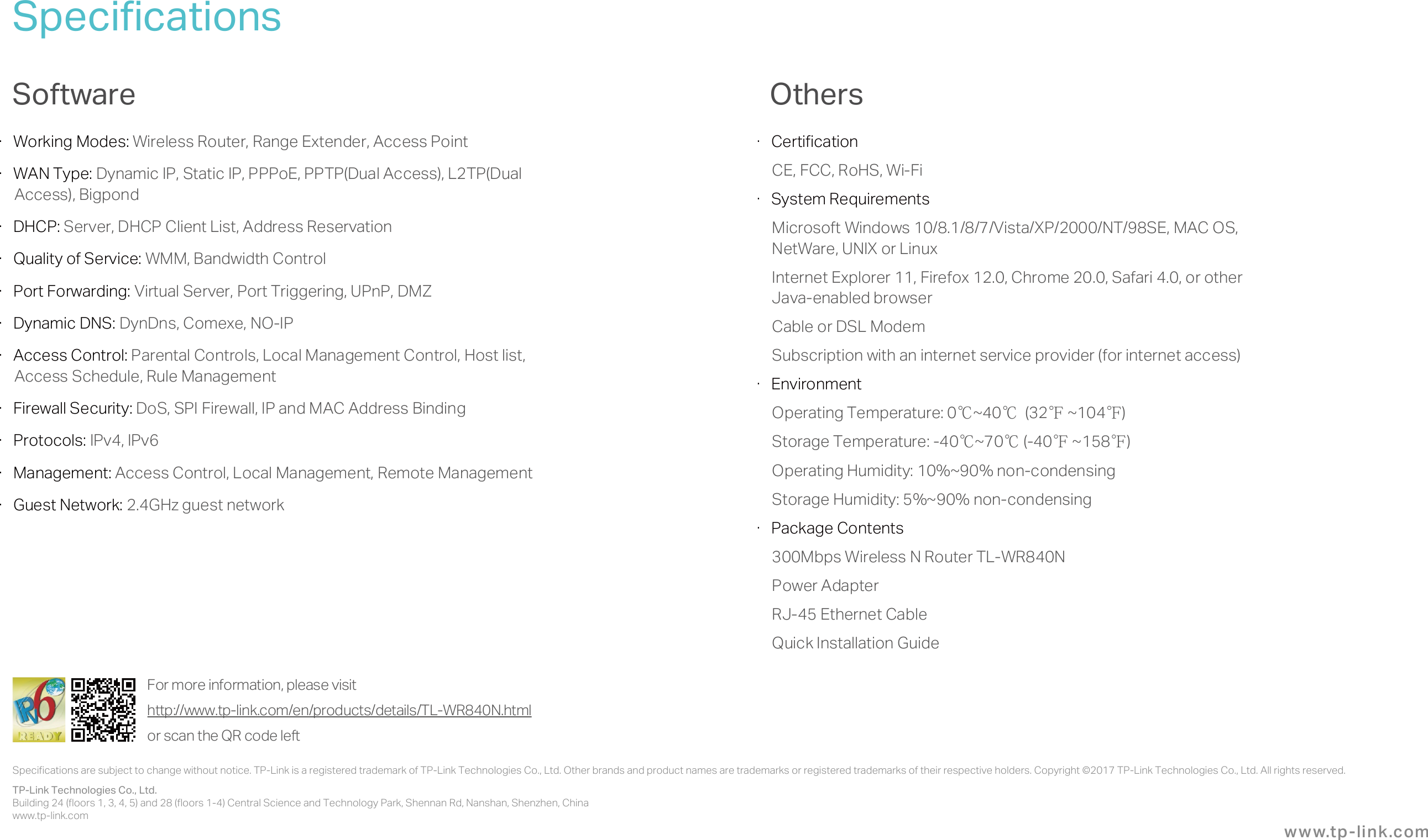 Page 5 of 5 - TL-WR840N(EU)5.0-datasheet  TL-WR840N(EU) V5 Datasheet