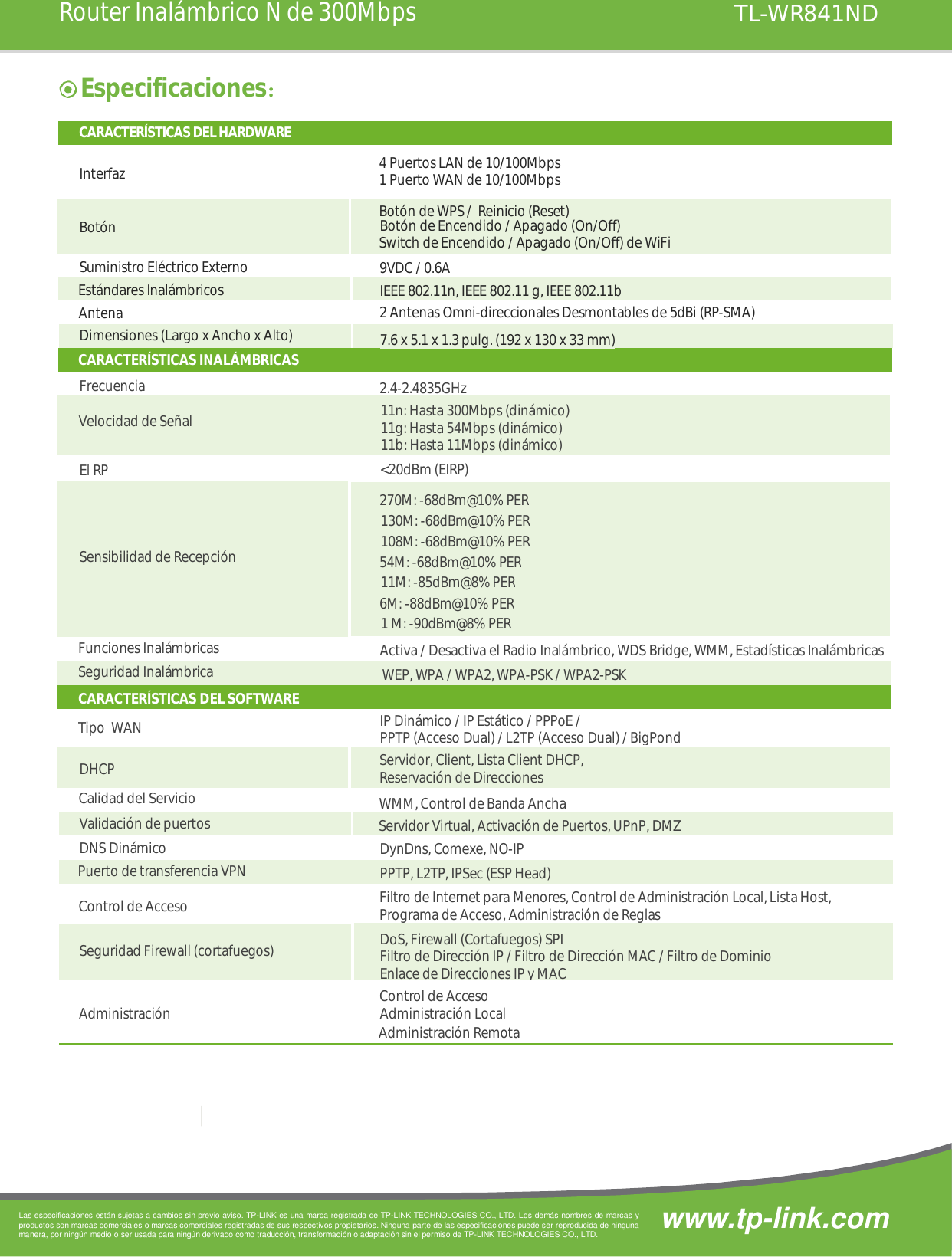 Page 2 of 3 - TL-WR841ND_V8.0_Datasheet_espx TL-WR841ND V8.0 Datasheet Mx