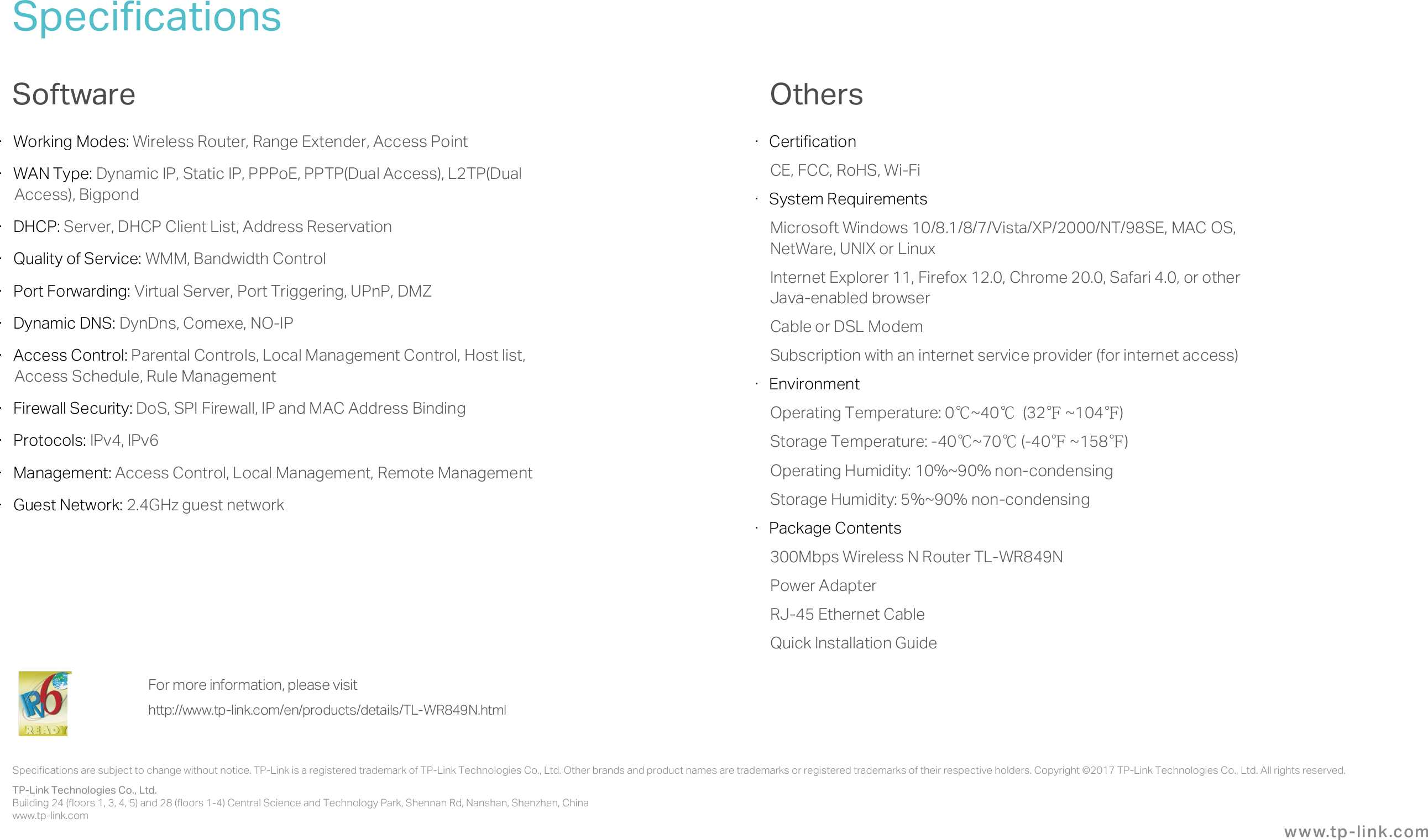 Page 5 of 5 - TL-WR849N Datasheet