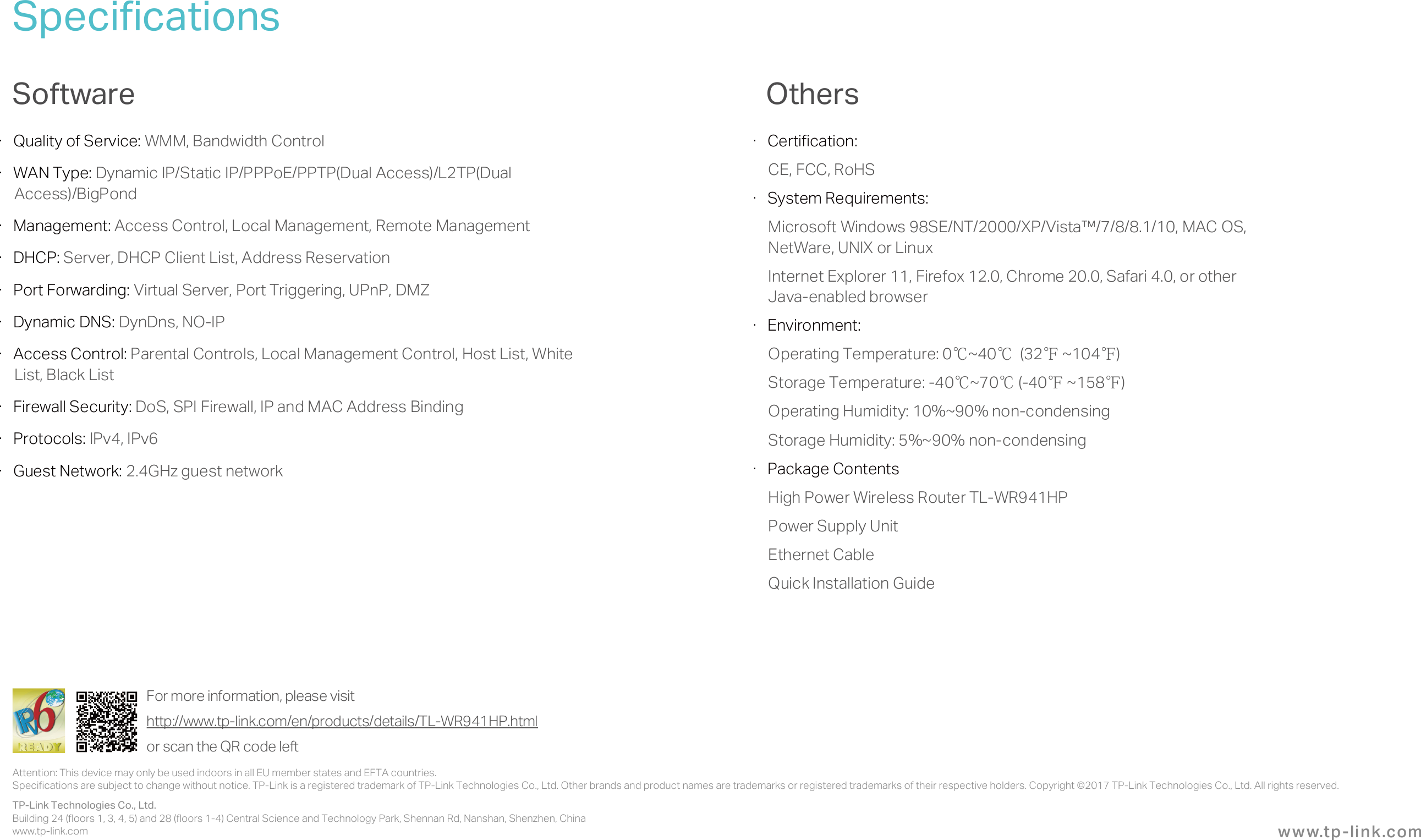 Page 6 of 6 - TL-WR941HP V2 Datasheet