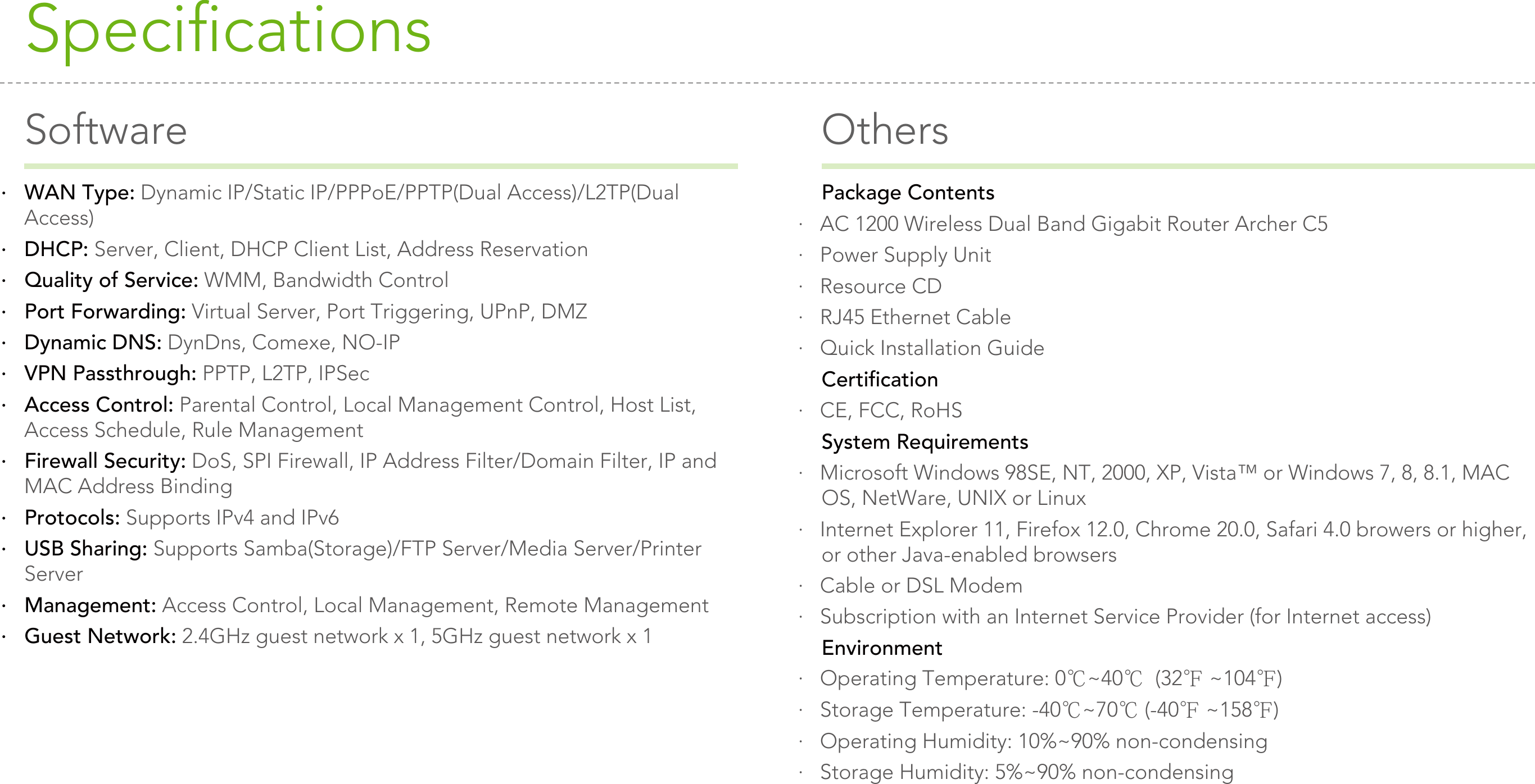 Page 5 of 6 - Tp-Link Tp-Link-Archer-C5-V2-Data-Sheet- Archer C5(UN) 2.0 Tp-link-archer-c5-v2-data-sheet