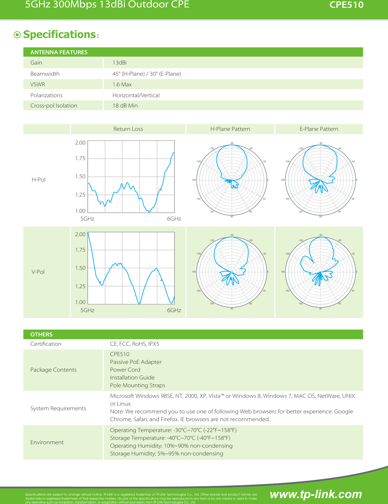 Page 6 of 6 - Tp-Link Tp-Link-Cpe510-Data-Sheet- CPE510 Datasheet-0728  Tp-link-cpe510-data-sheet