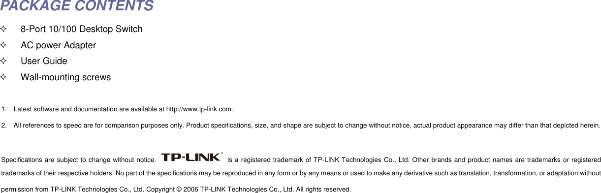 Page 4 of 4 - Tp-Link Tp-Link-Tl-Sf1008D-Users-Manual-  Tp-link-tl-sf1008d-users-manual