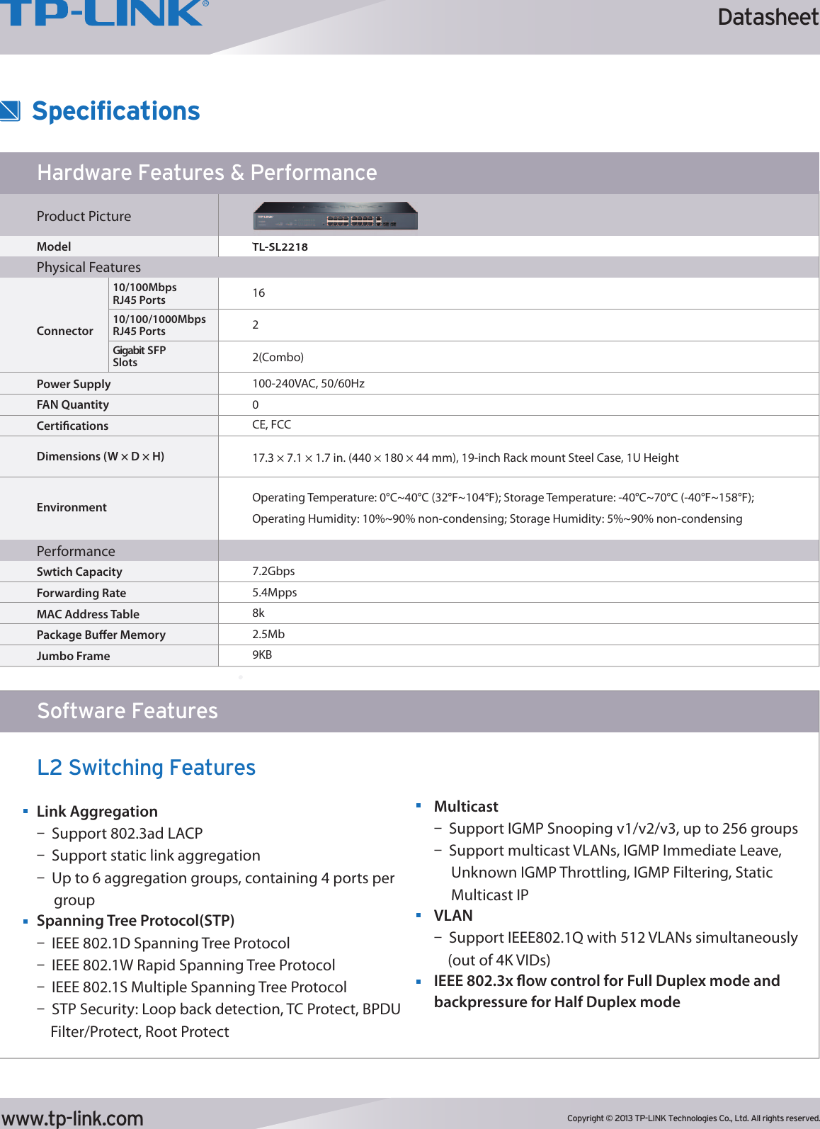 Page 3 of 4 - Tp-Link Tp-Link-Tl-Sl2218-Data-Sheet- TL-SL2218 1  Tp-link-tl-sl2218-data-sheet