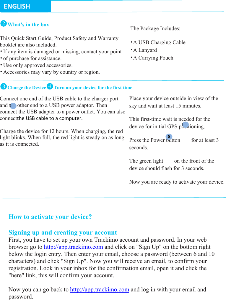 Page 2 of Trackimo TRKM019-3G GPS Tracker User Manual 