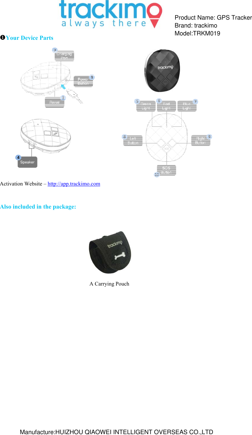 Page 1 of Trackimo TRKM019 GPS Tracker User Manual 