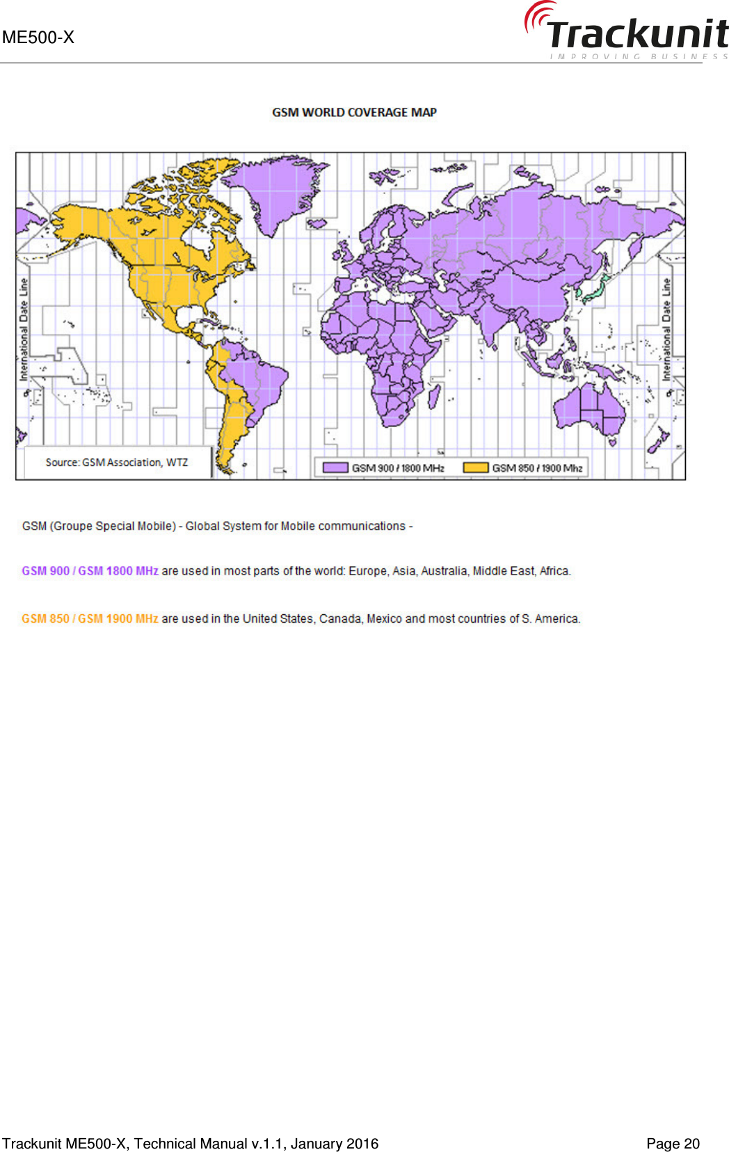 ME500-X    1-9   Trackunit ME500-X, Technical Manual v.1.1, January 2016   Page 20 