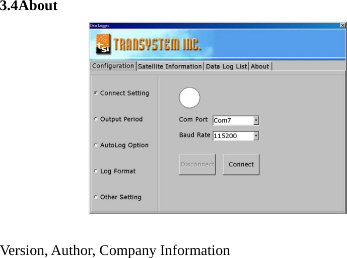 3.4 About     Version, Author, Company Information           