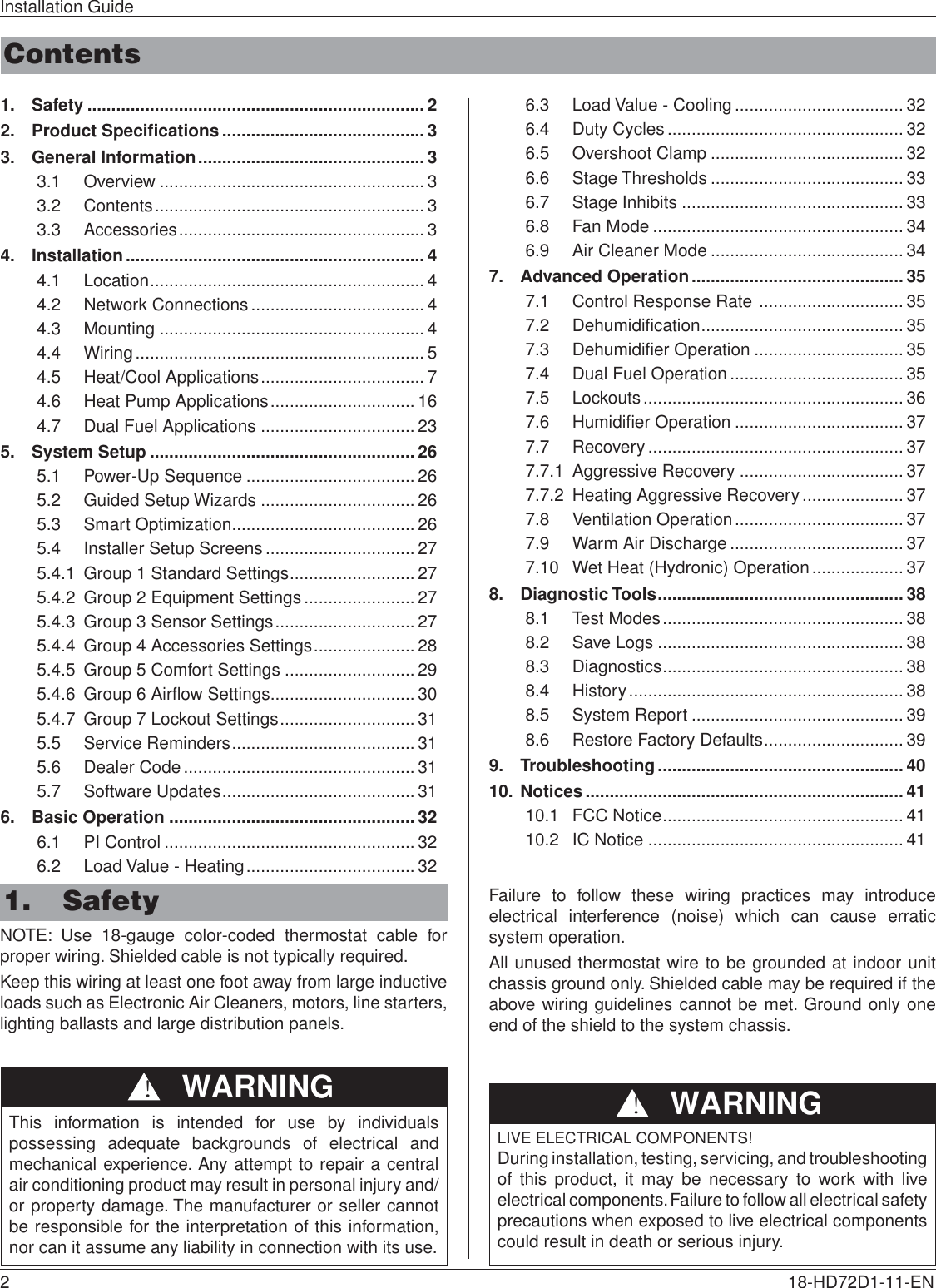 Page 2 of Trane US CONT8243 Color Touchscreen Wi-Fi User Manual 