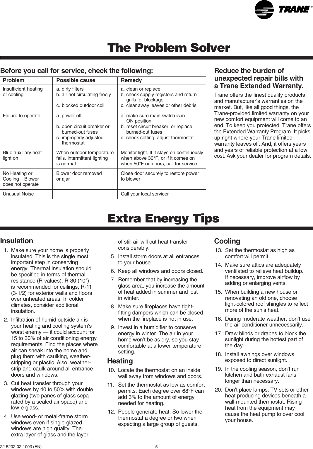Page 5 of 6 - Trane Trane-2Twb-Svu01A-En-Users-Manual- 22-5202-03  Trane-2twb-svu01a-en-users-manual