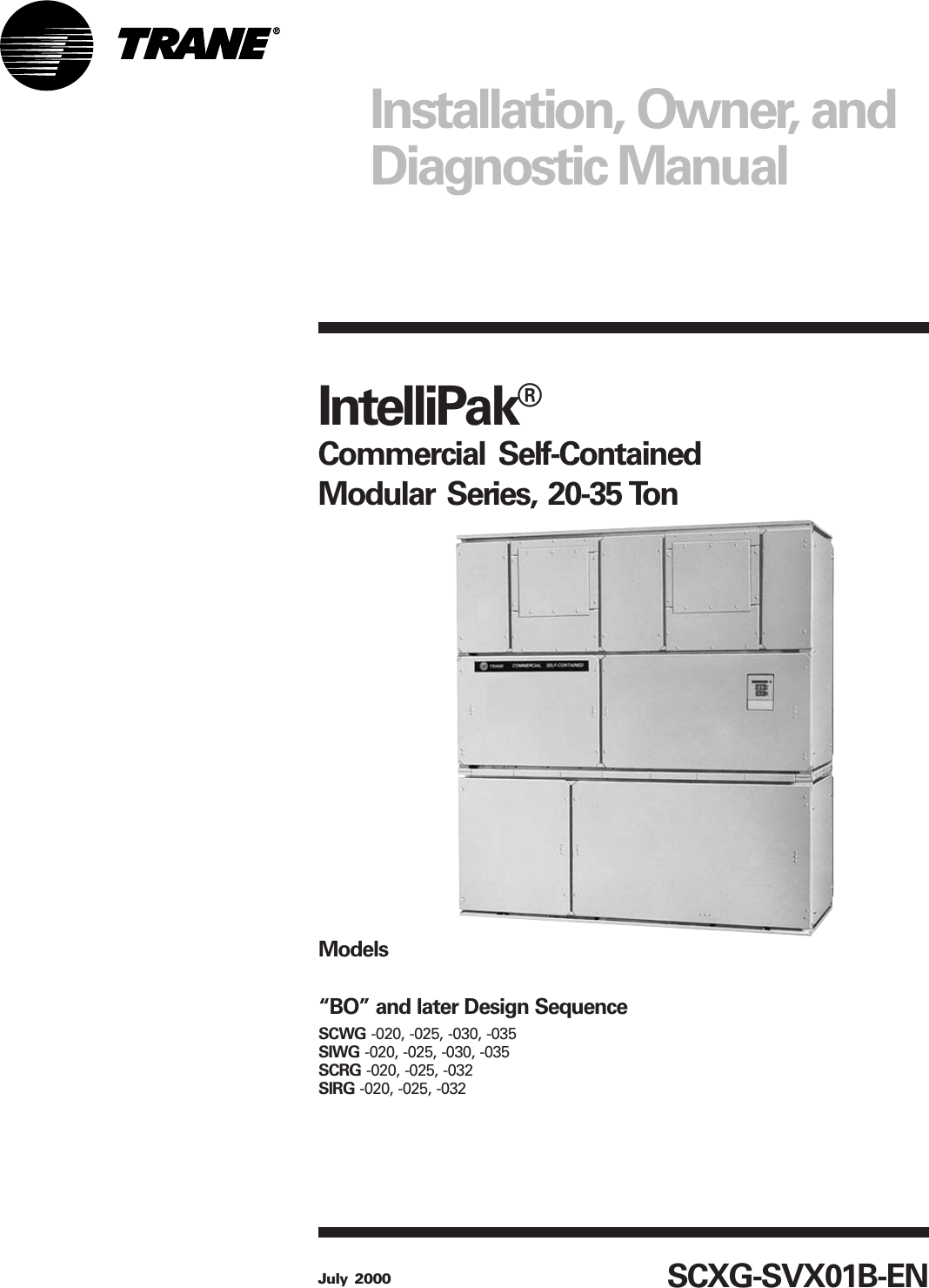 Trane Intellipak Modular Series Users Manual