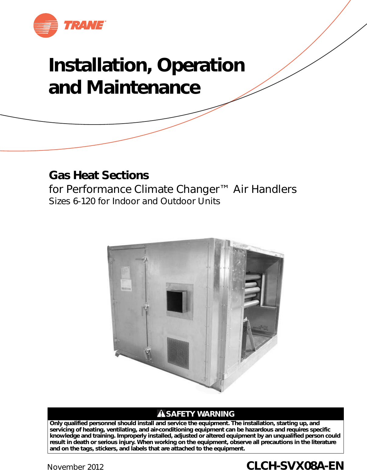 Trane Performance Air Handlers Installation And Maintenance Manual