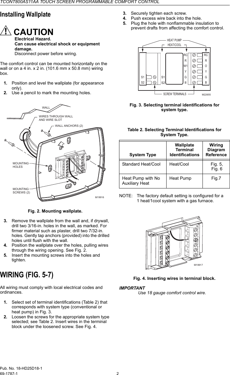 Page 2 of 12 - Trane Trane-Tcont800As11Aa-Users-Manual- 69-1787 TCONT800AS11AA Touch Screen Programmable Comfort Control  Trane-tcont800as11aa-users-manual