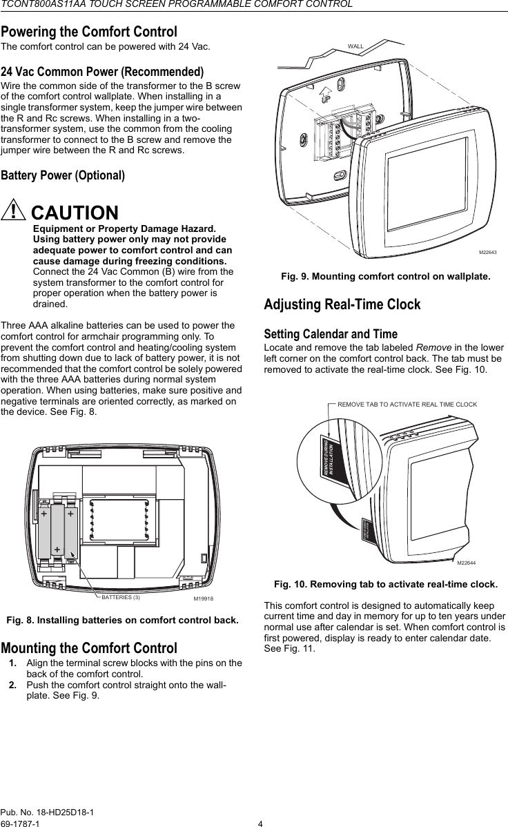 Page 4 of 12 - Trane Trane-Tcont800As11Aa-Users-Manual- 69-1787 TCONT800AS11AA Touch Screen Programmable Comfort Control  Trane-tcont800as11aa-users-manual