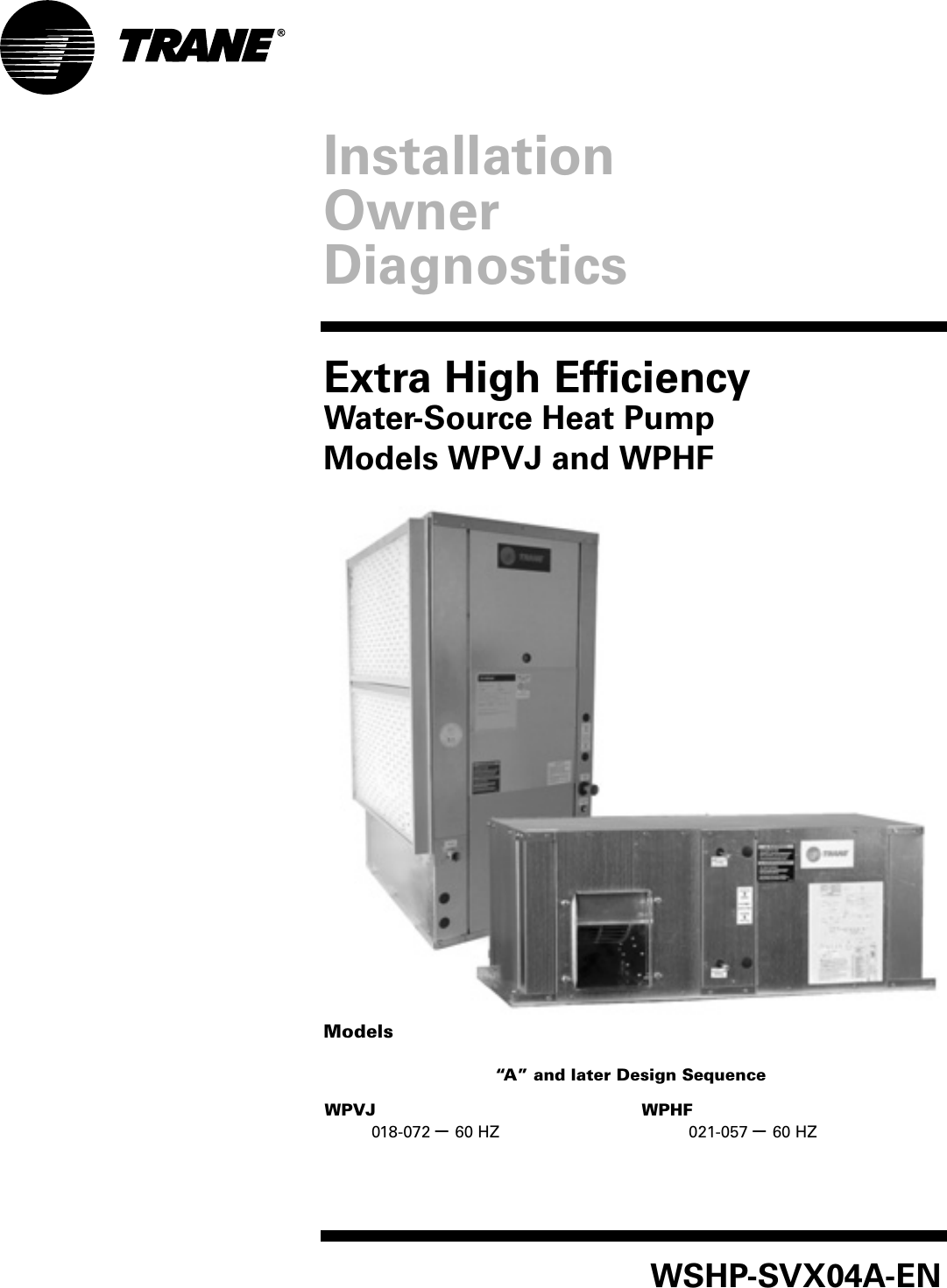 Trane Wphf Users Manual WSHP SVX04A EN